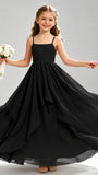 A-Line Spaghetti Straps Ruffle Junior Bridesmaid Dresses