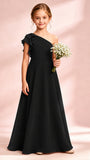 Chiffon Junior Bridesmaid Dress for Wedding One Shoulder Flower Girl Dresses
