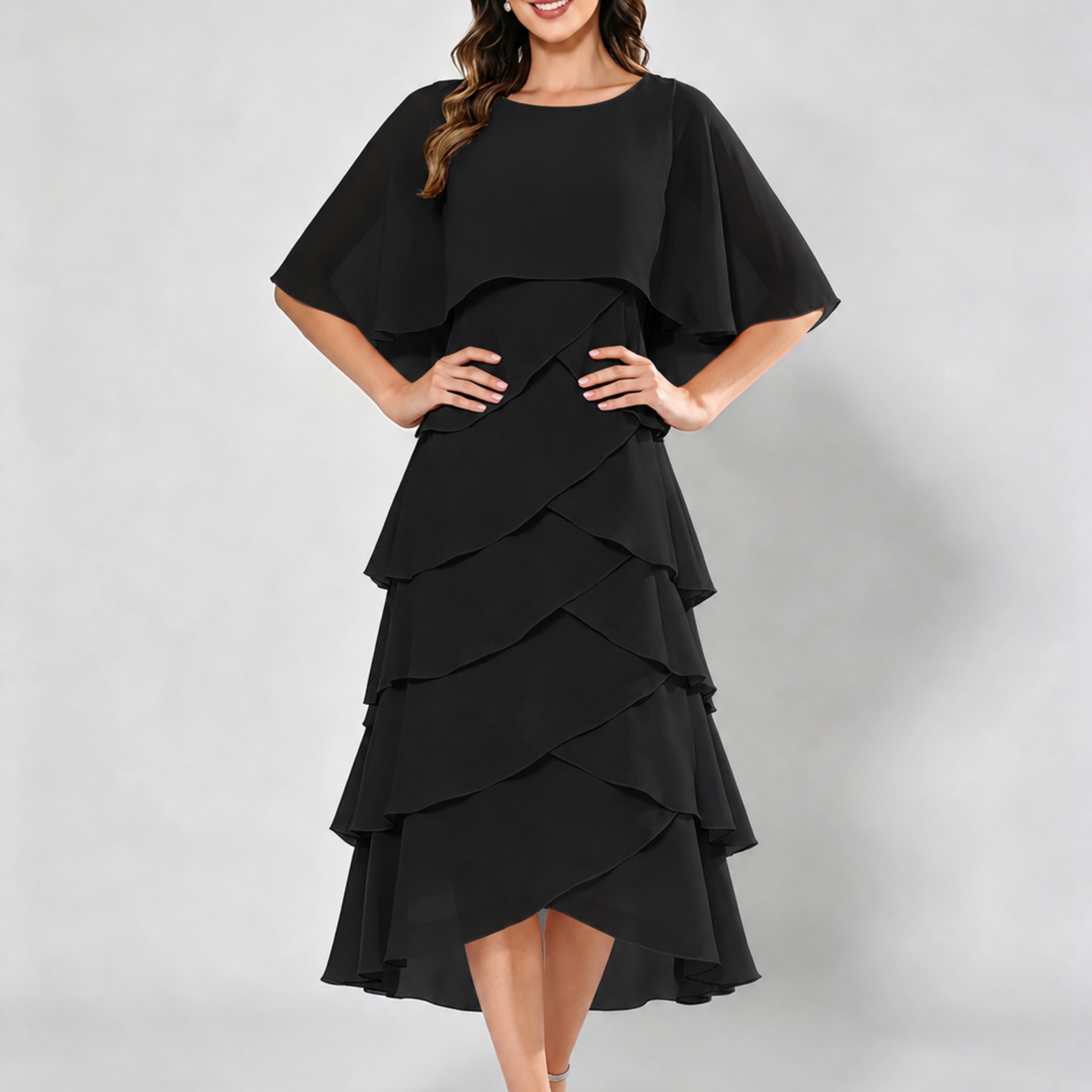 Chiffon Tiered Mother of The Bride Dress for Women Wedding