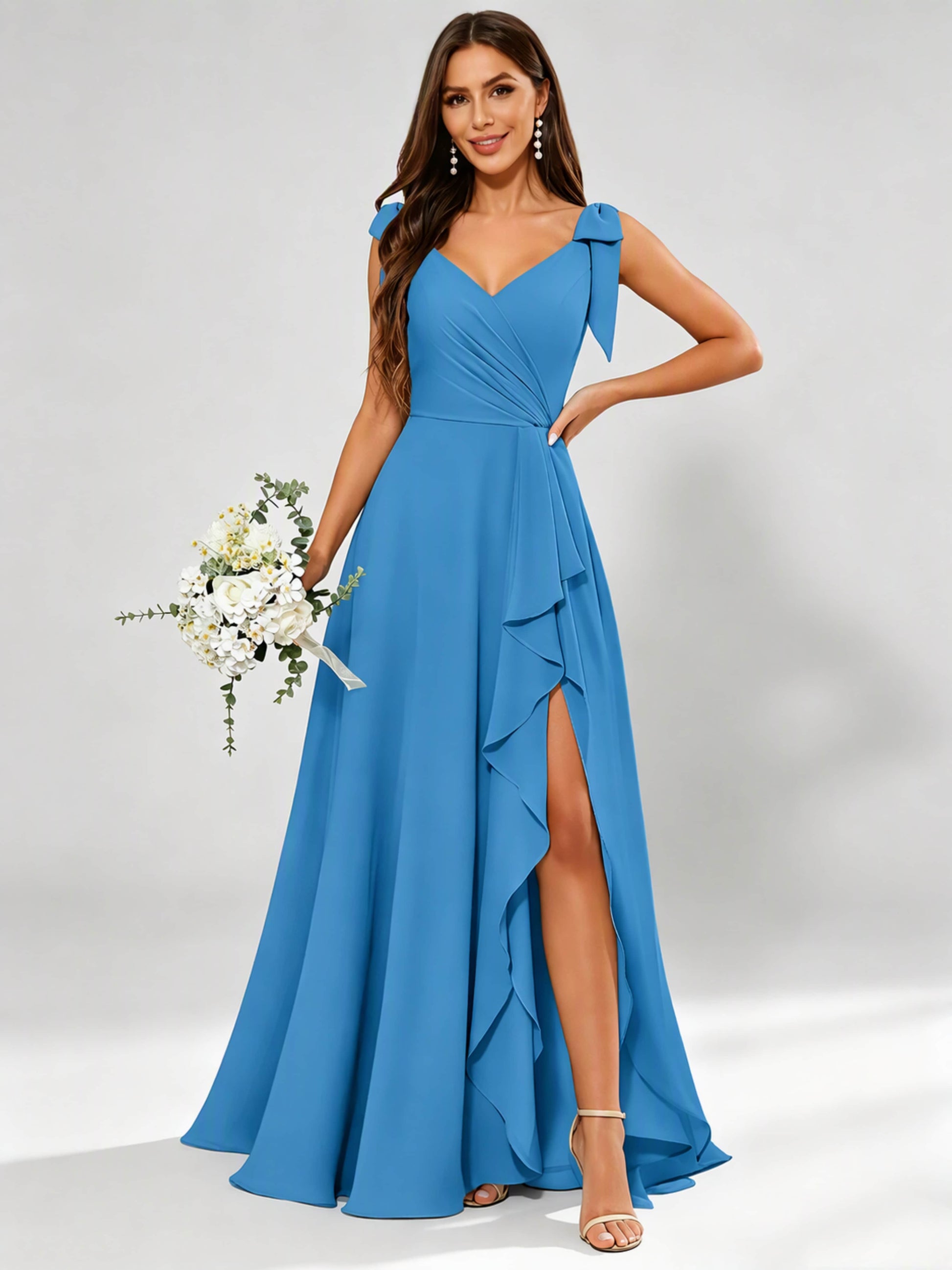 V-Neck Chiffon Bridesmaid Dresses