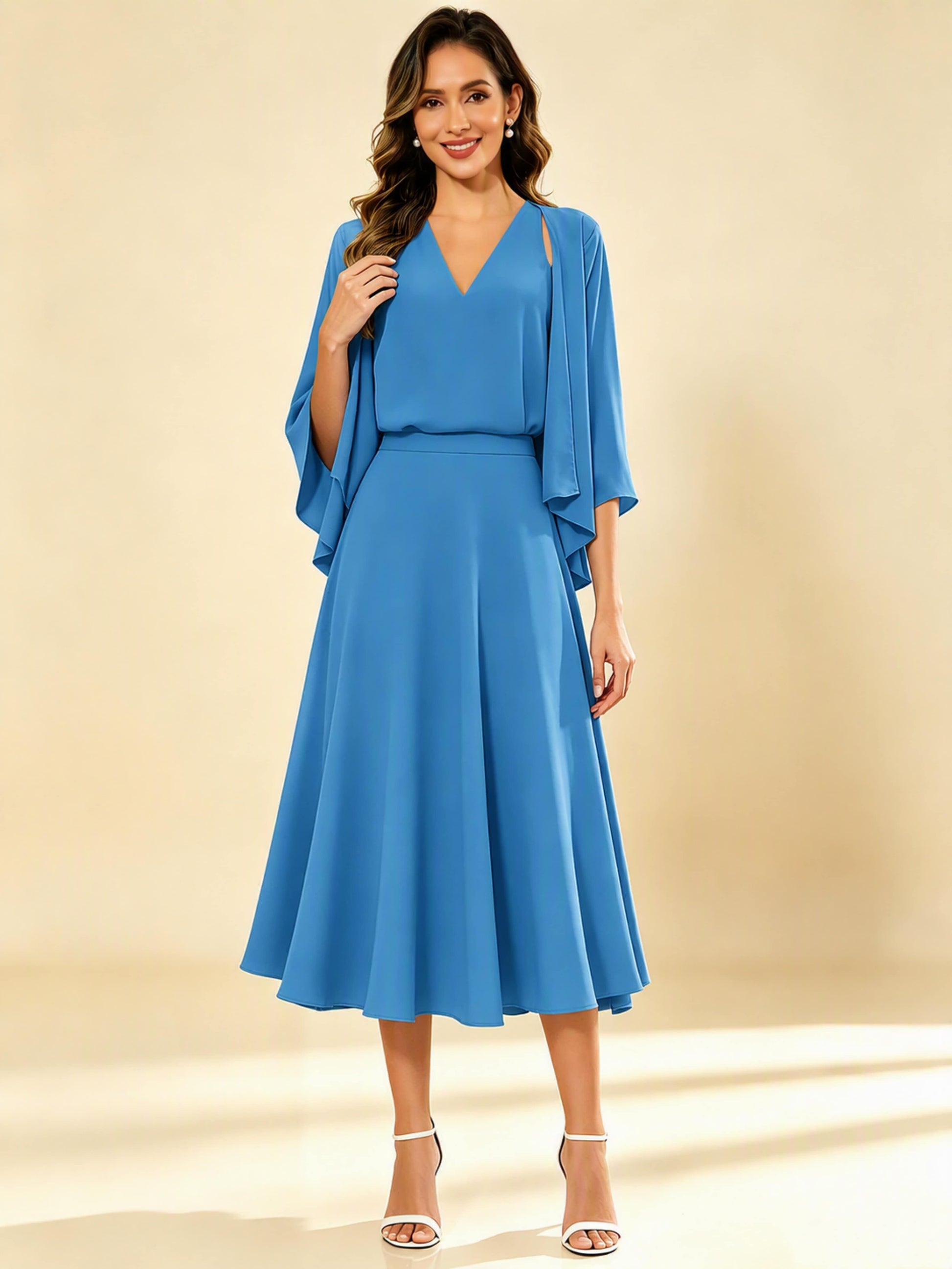 A-Line Chiffon 3 Pieces Dressy Mother of The Bride Dresses