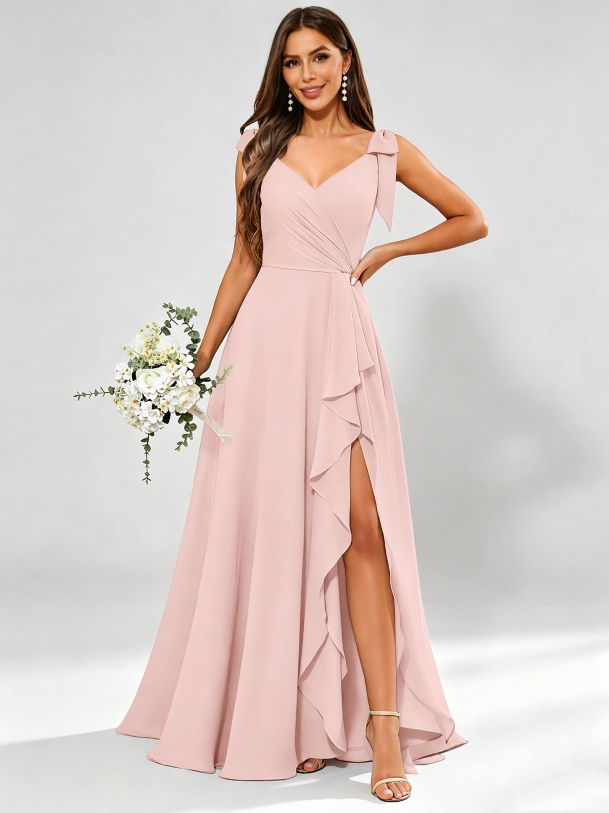 V-Neck Chiffon Bridesmaid Dresses