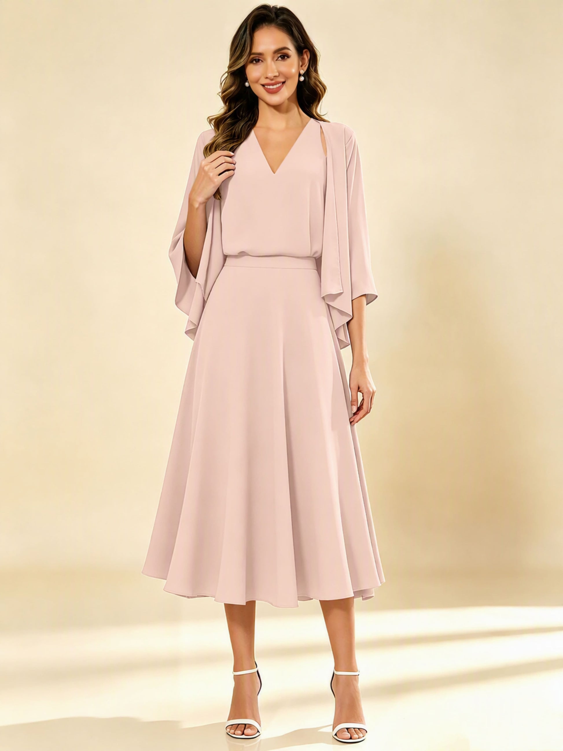 A-Line Chiffon 3 Pieces Dressy Mother of The Bride Dresses