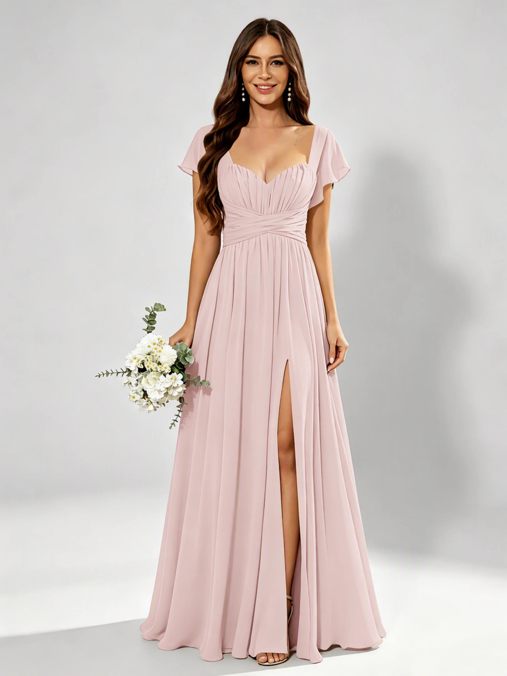 Chiffon Sweetheart Neck Empire Waist Bridesmaid Dresses