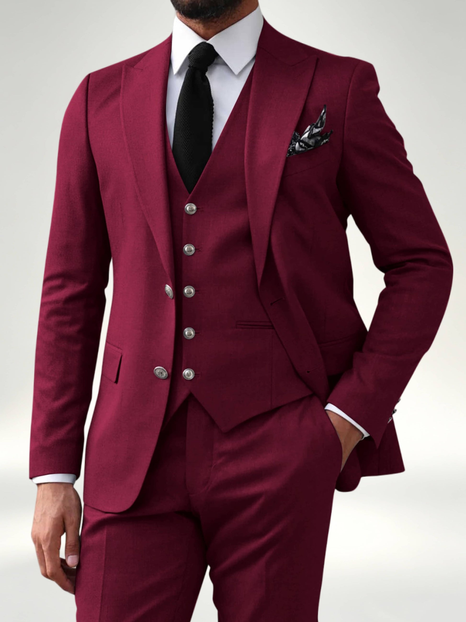 Elegant Men's 2 Button Solid 3 Pieces Formal Wedding Suits