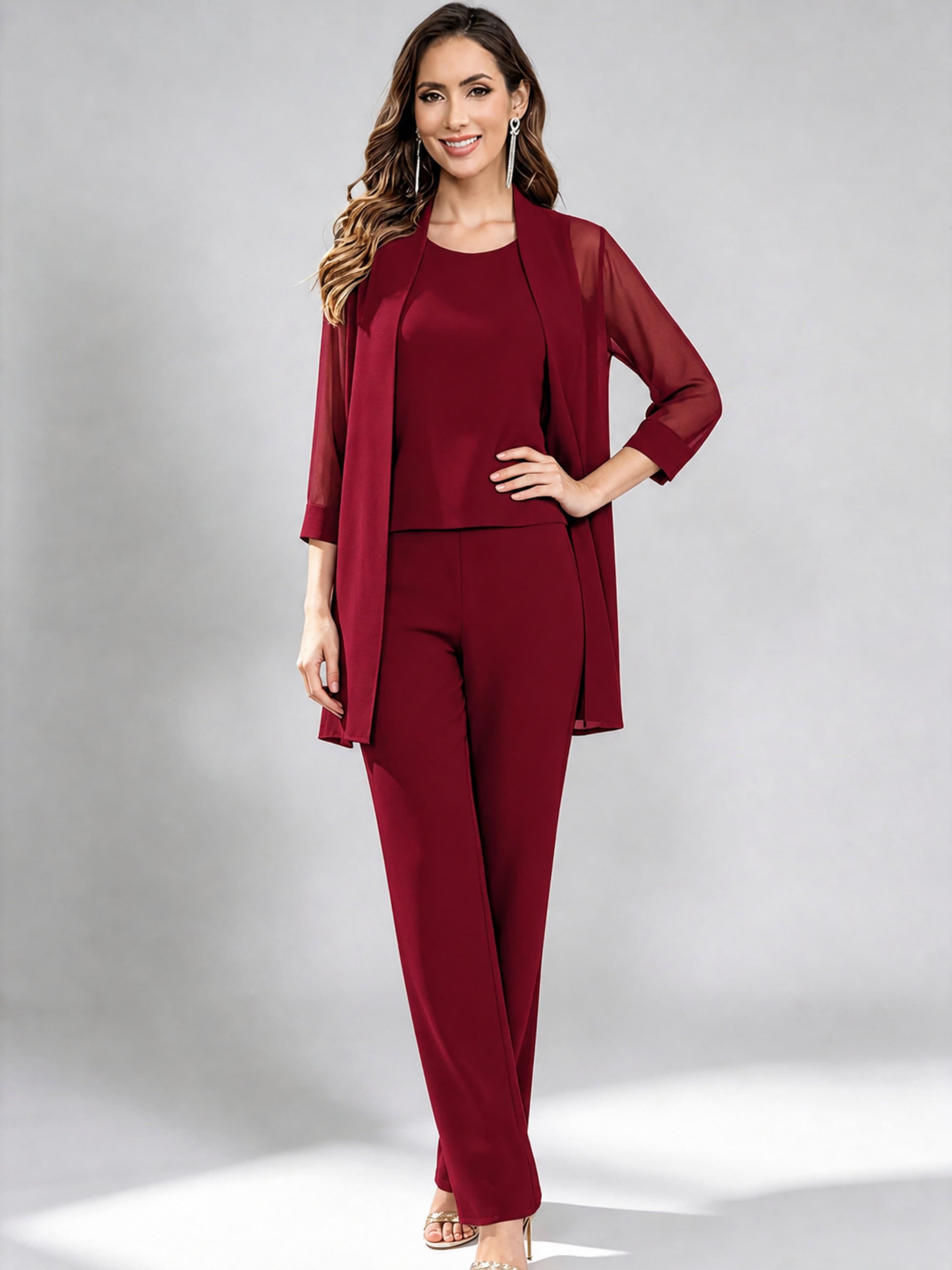 3 Pieces Mother of The Bride Pantsuits Formal Dressy Outfit