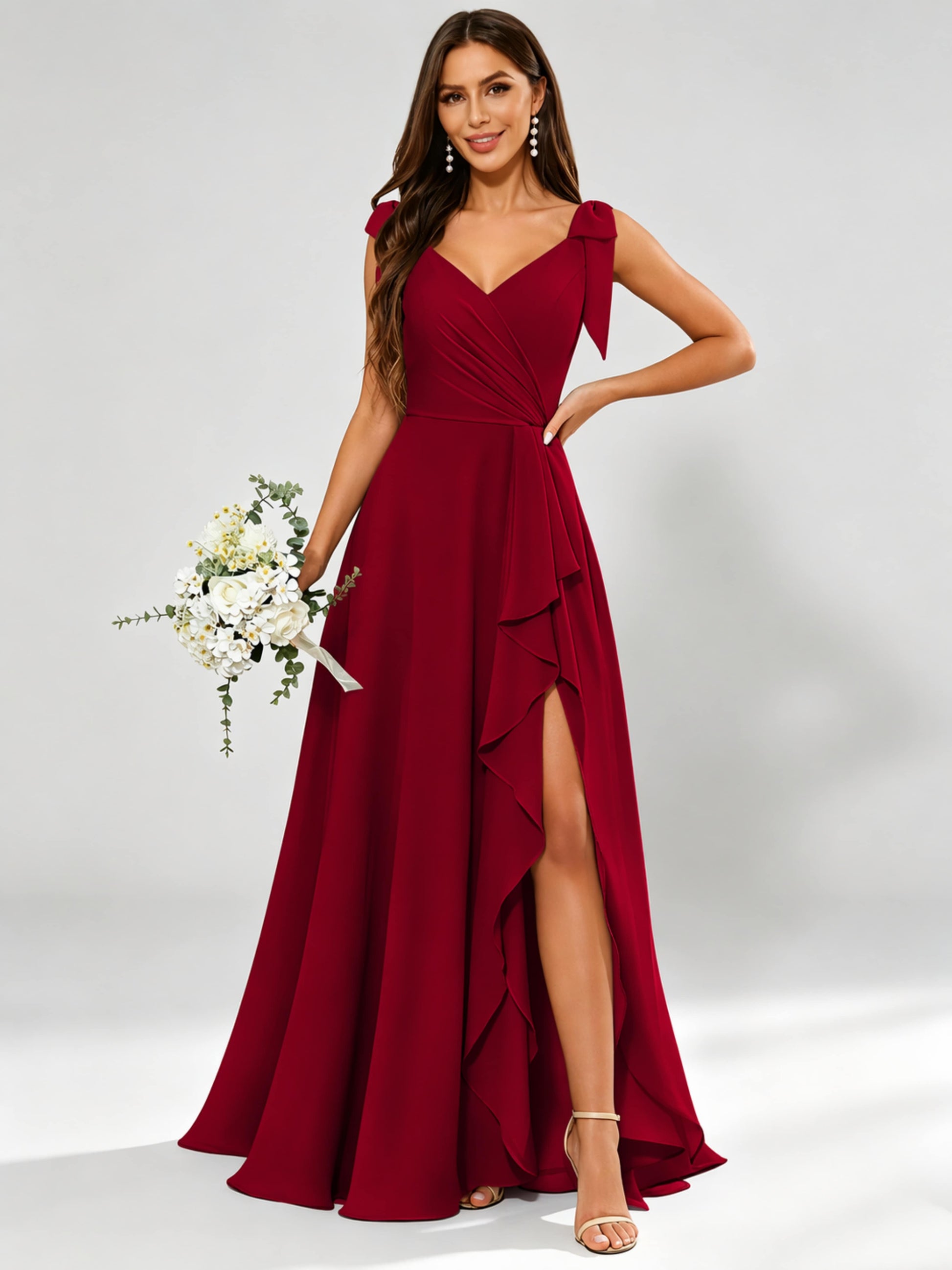 V-Neck Chiffon Bridesmaid Dresses