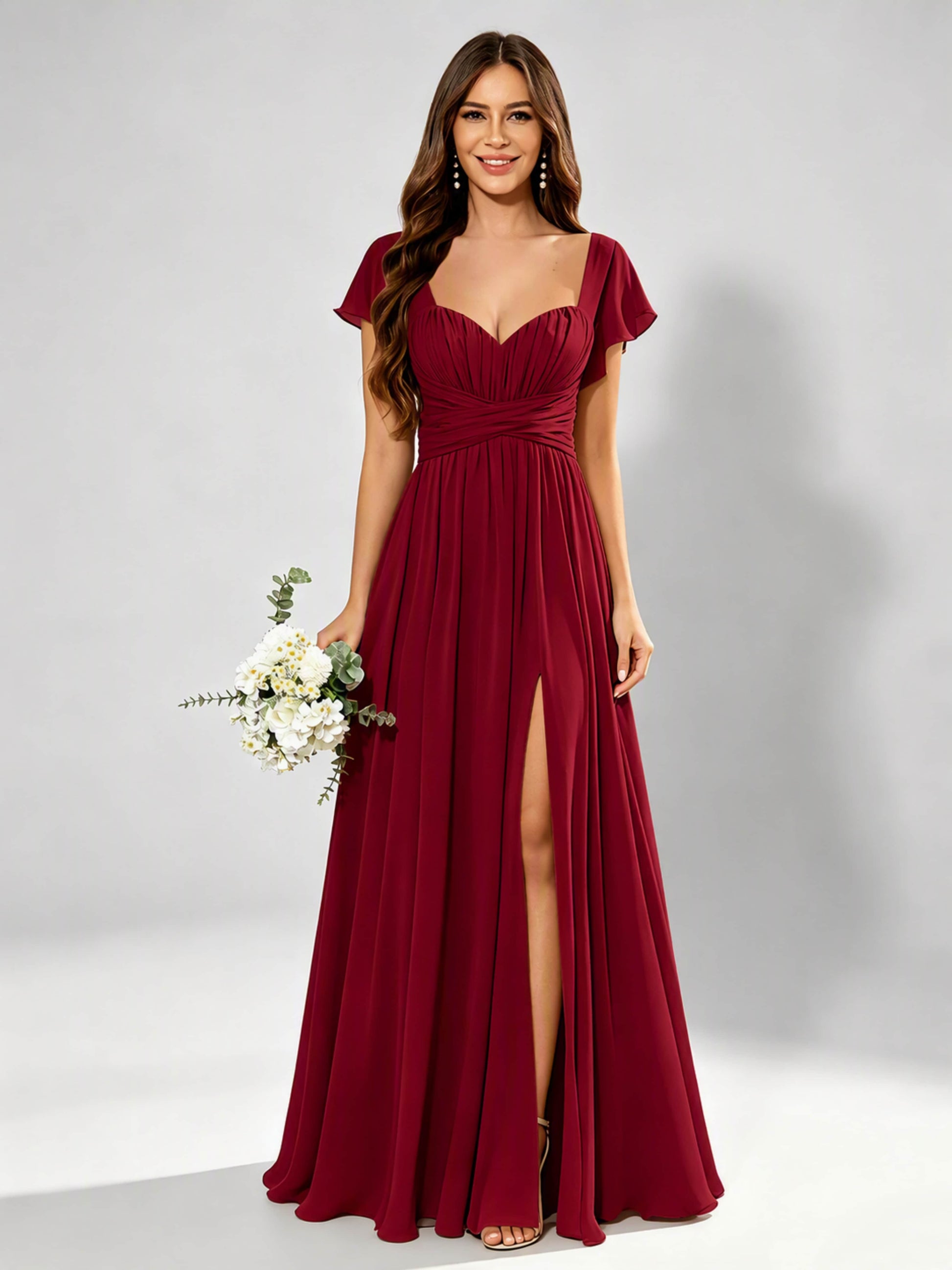 Chiffon Sweetheart Neck Empire Waist Bridesmaid Dresses