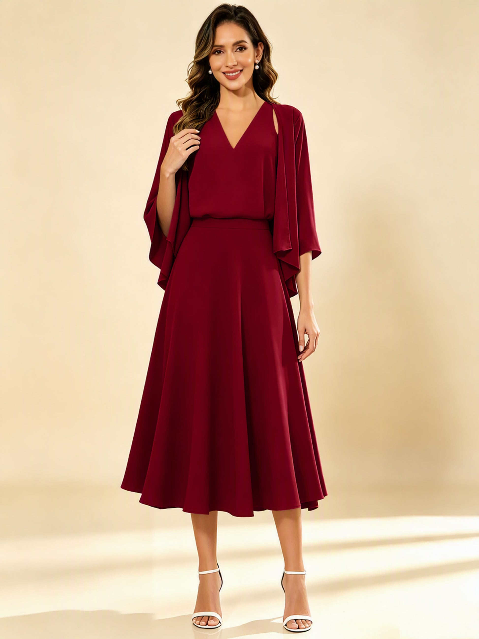A-Line Chiffon 3 Pieces Dressy Mother of The Bride Dresses