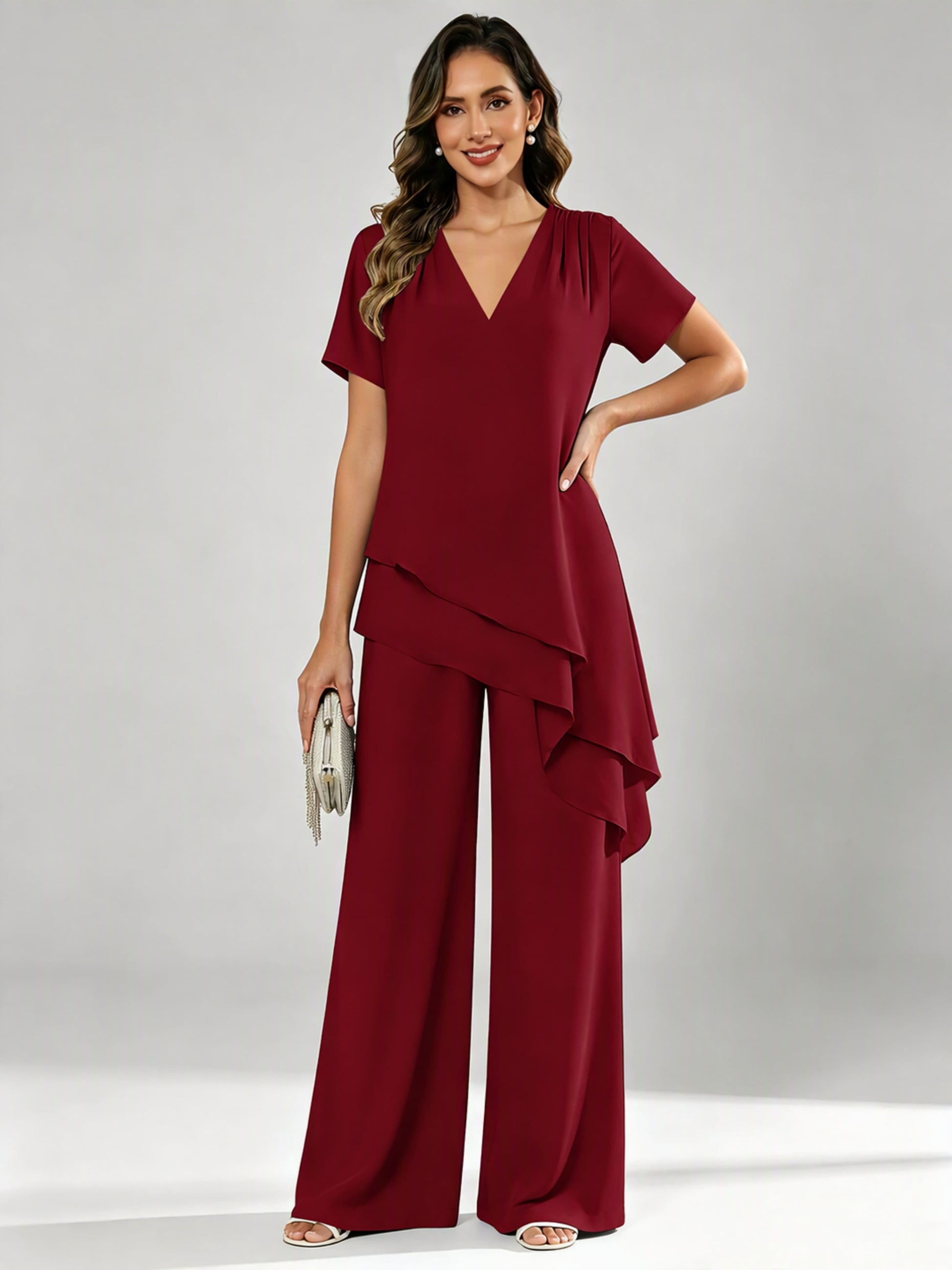 Chiffon 2 Pieces Dressy Mother of The Birde Pant Suits