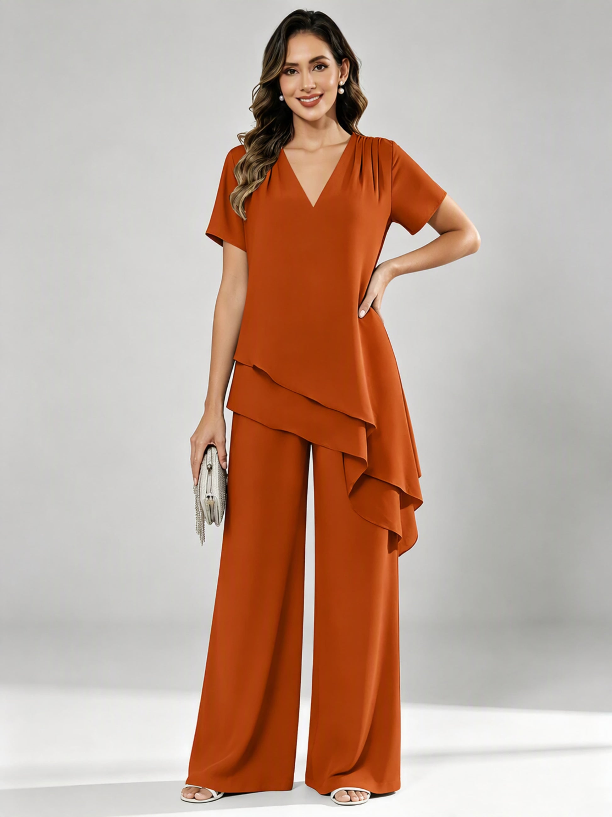 Chiffon 2 Pieces Dressy Mother of The Birde Pant Suits