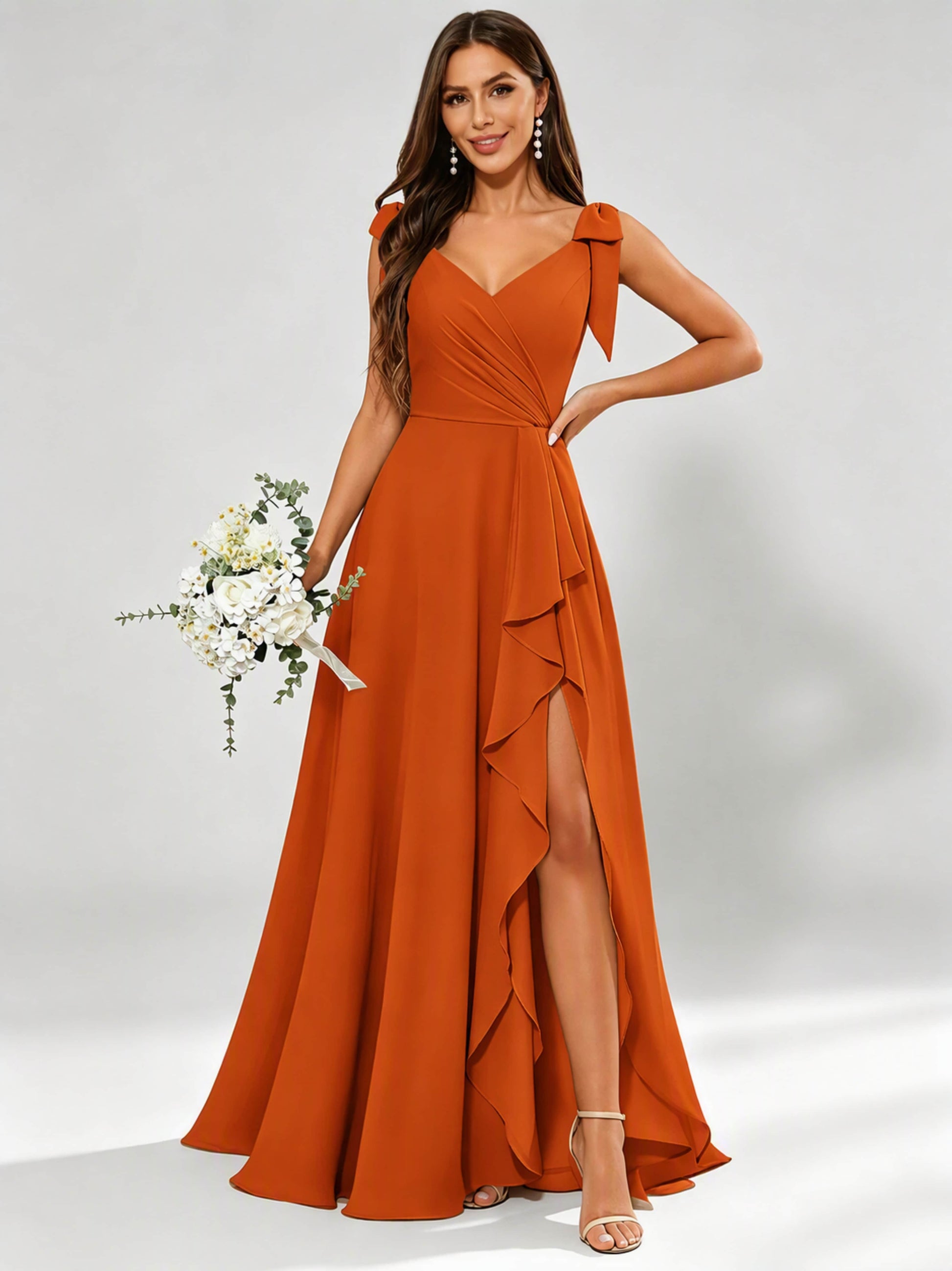 V-Neck Chiffon Bridesmaid Dresses