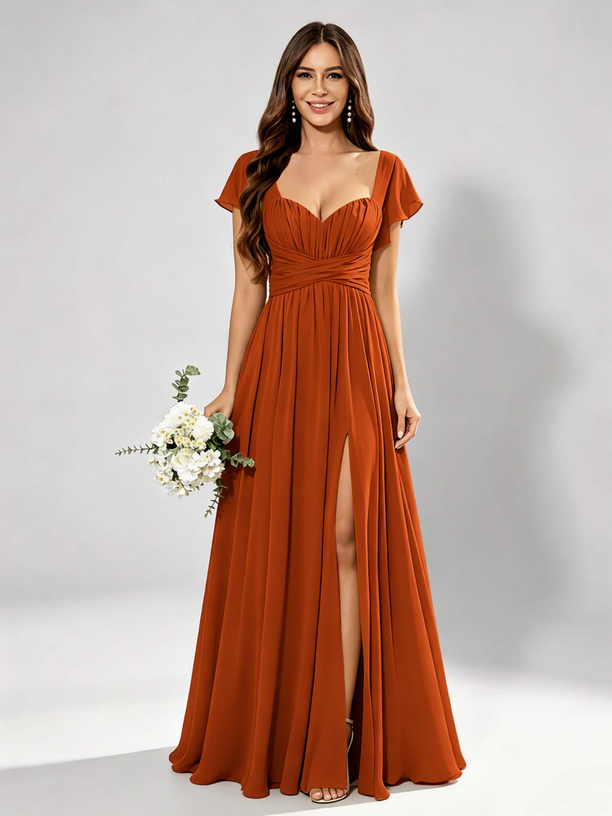 Chiffon Sweetheart Neck Empire Waist Bridesmaid Dresses