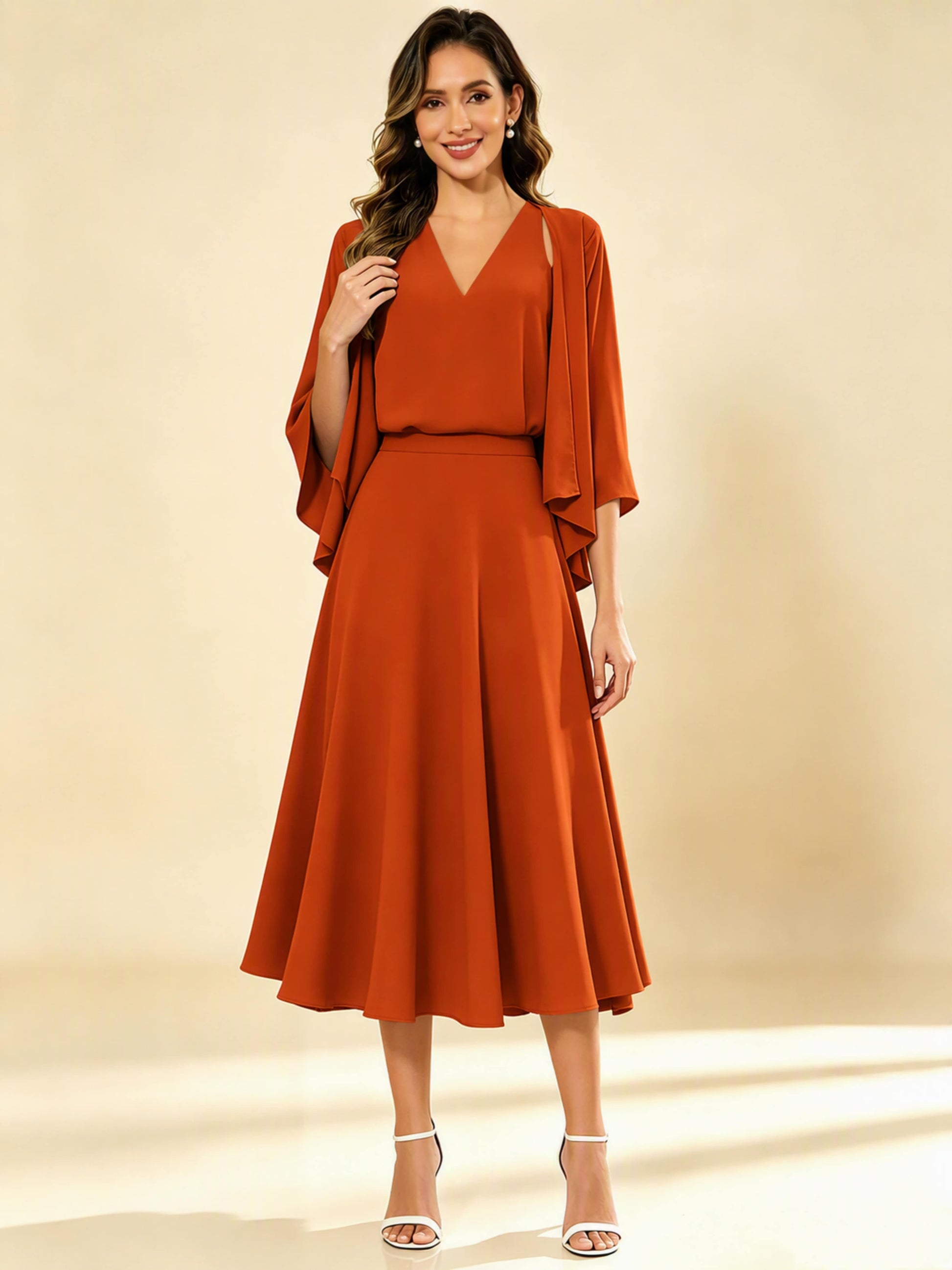A-Line Chiffon 3 Pieces Dressy Mother of The Bride Dresses