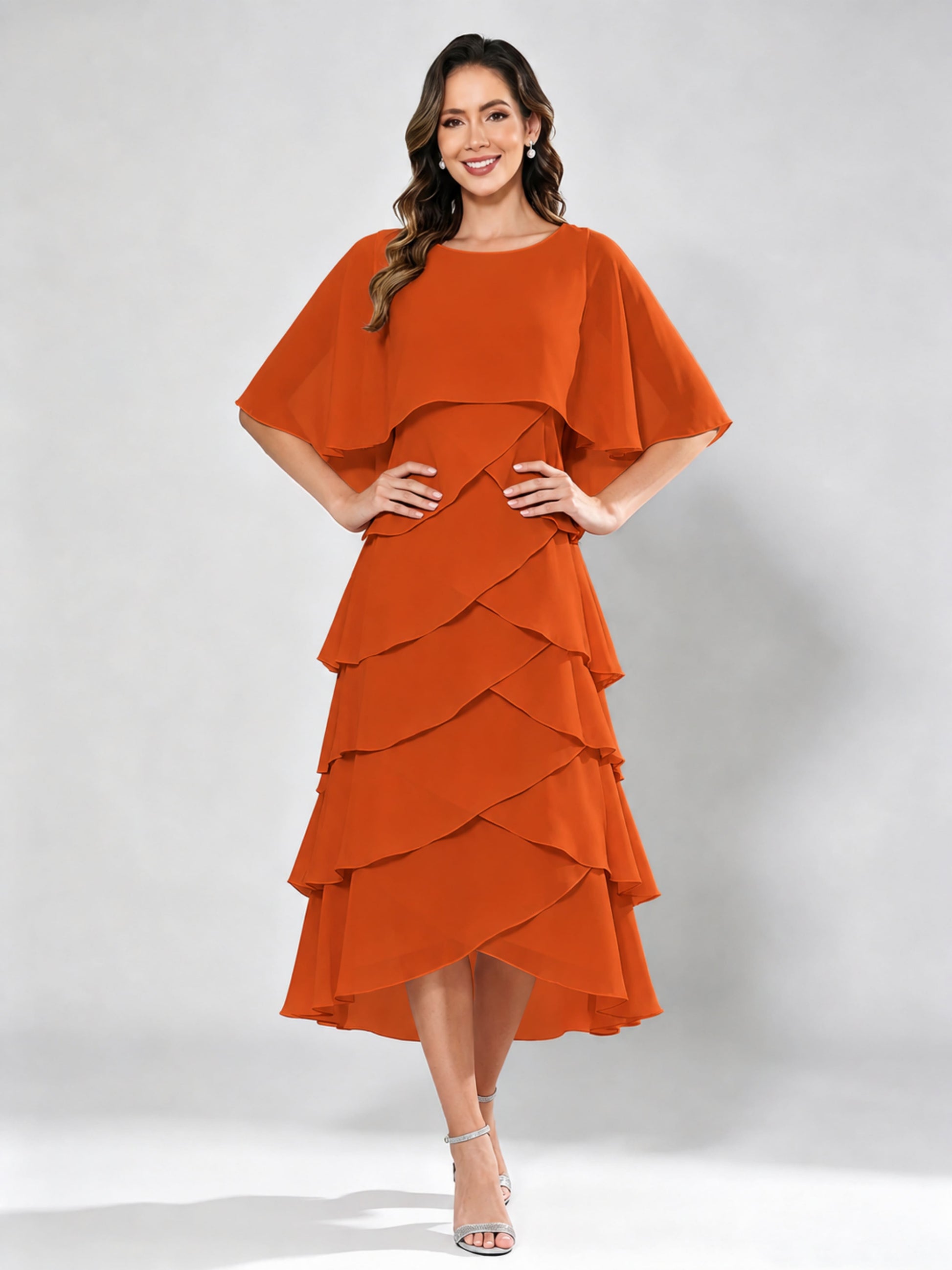 Chiffon Tiered Mother of The Bride Dress for Women Wedding