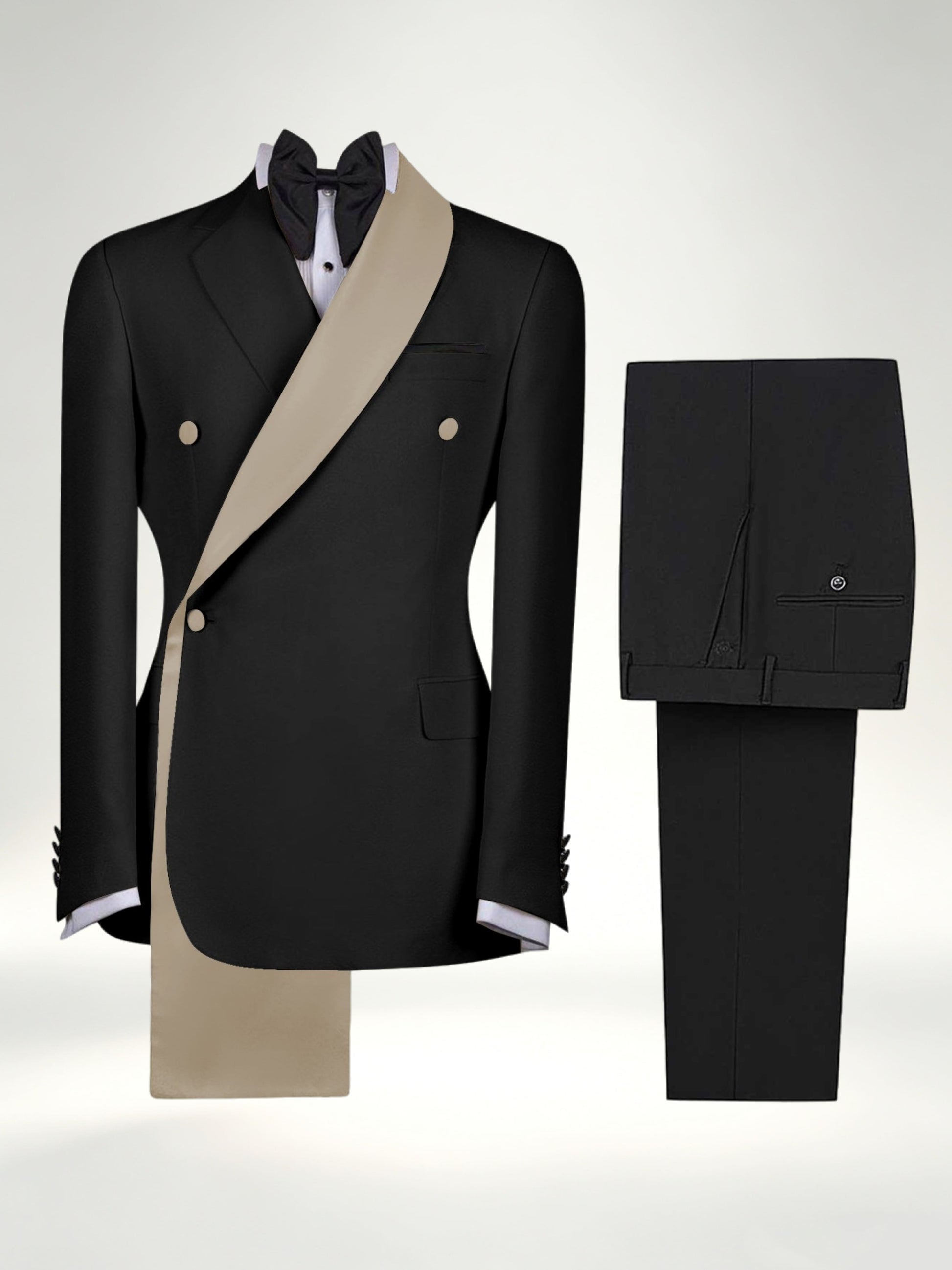 Refined Trim Detail Men's 2 Pieces Shawl Lapel Suit for Elegant Occasions