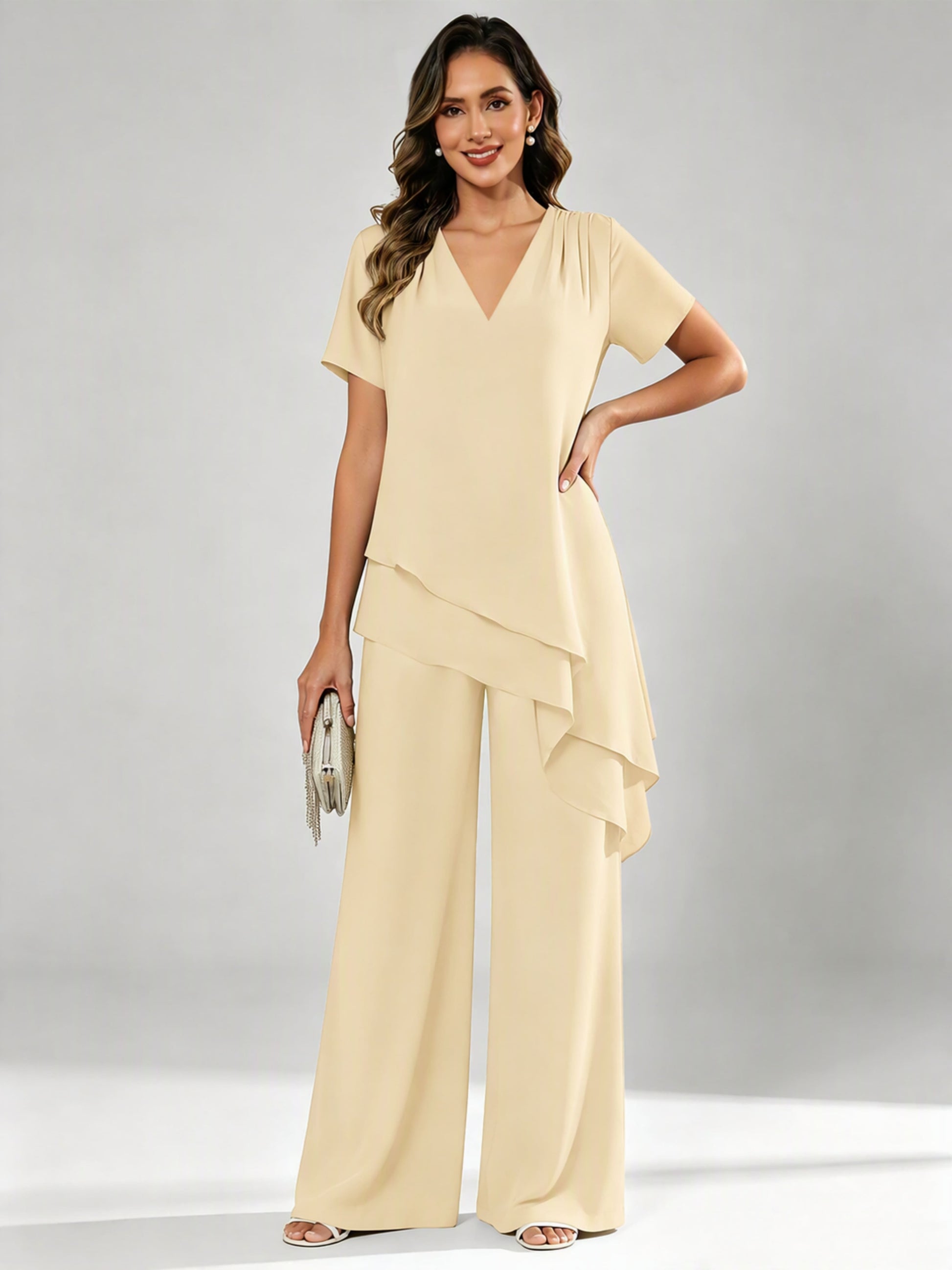 Chiffon 2 Pieces Dressy Mother of The Birde Pant Suits