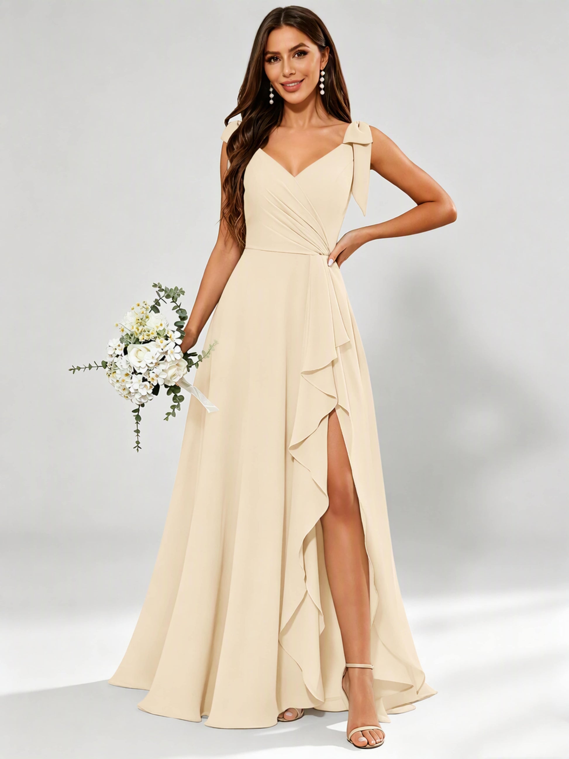 V-Neck Chiffon Bridesmaid Dresses