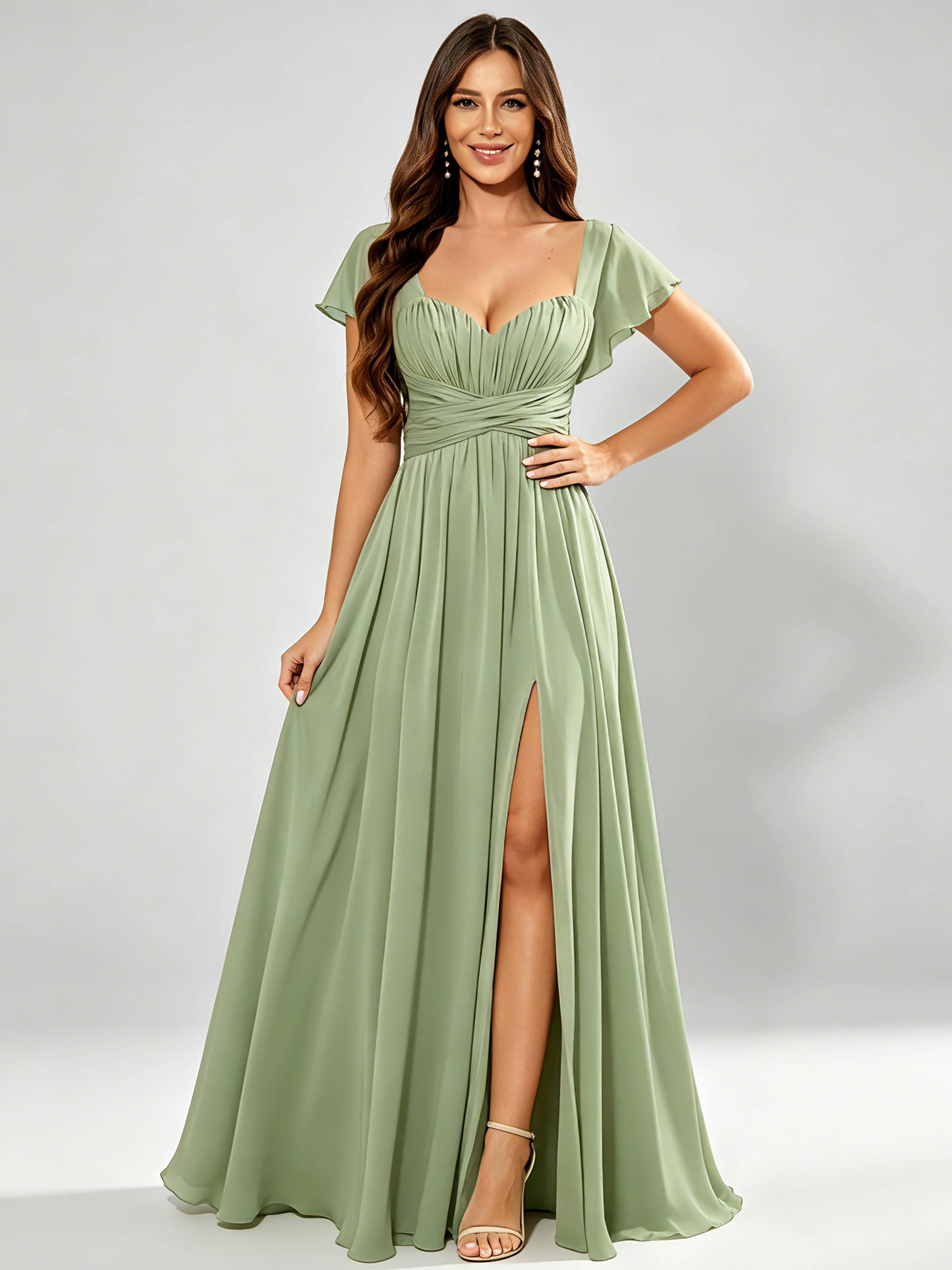 Chiffon Sweetheart Neck Empire Waist Bridesmaid Dresses