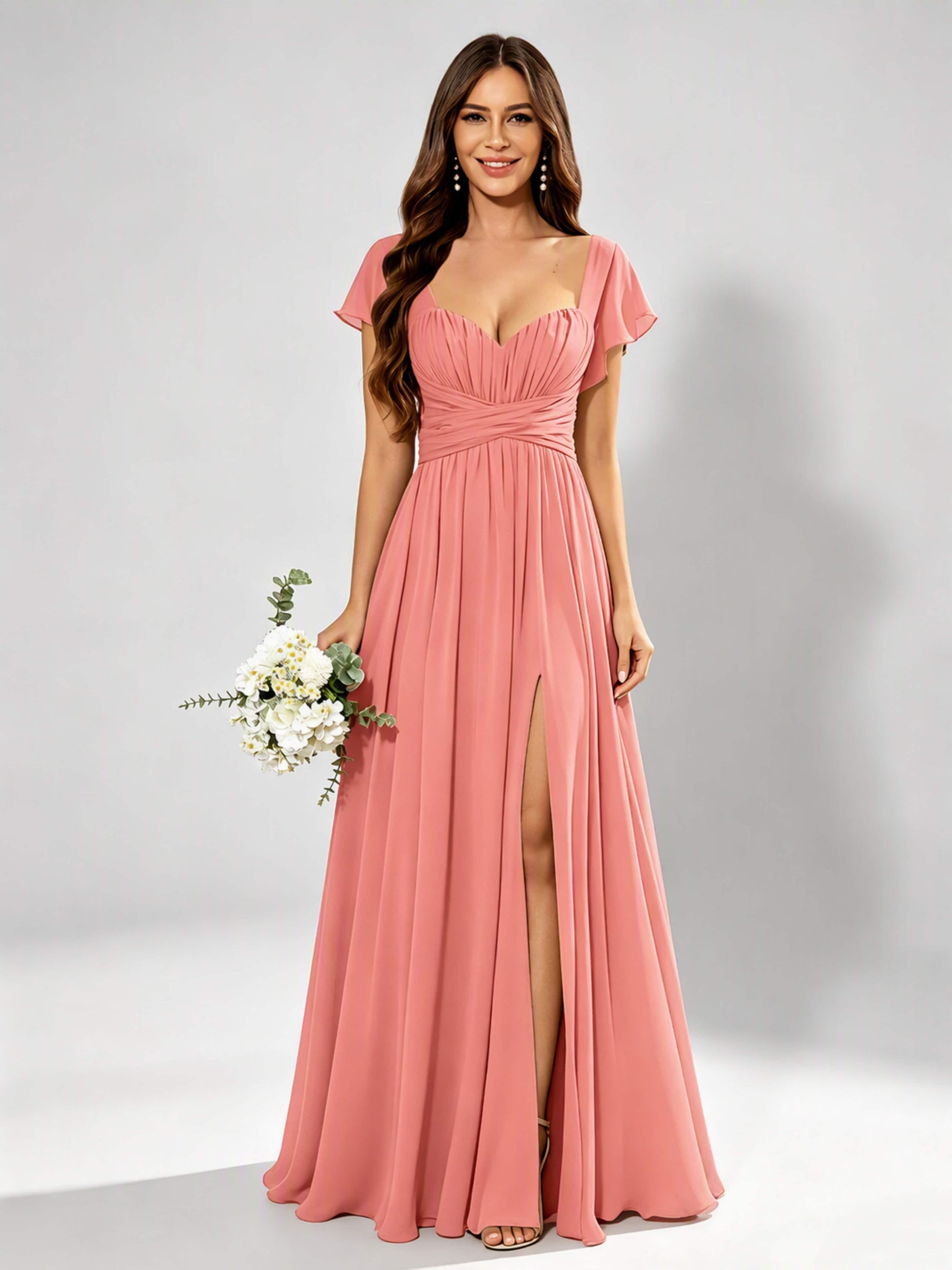 Chiffon Sweetheart Neck Empire Waist Bridesmaid Dresses
