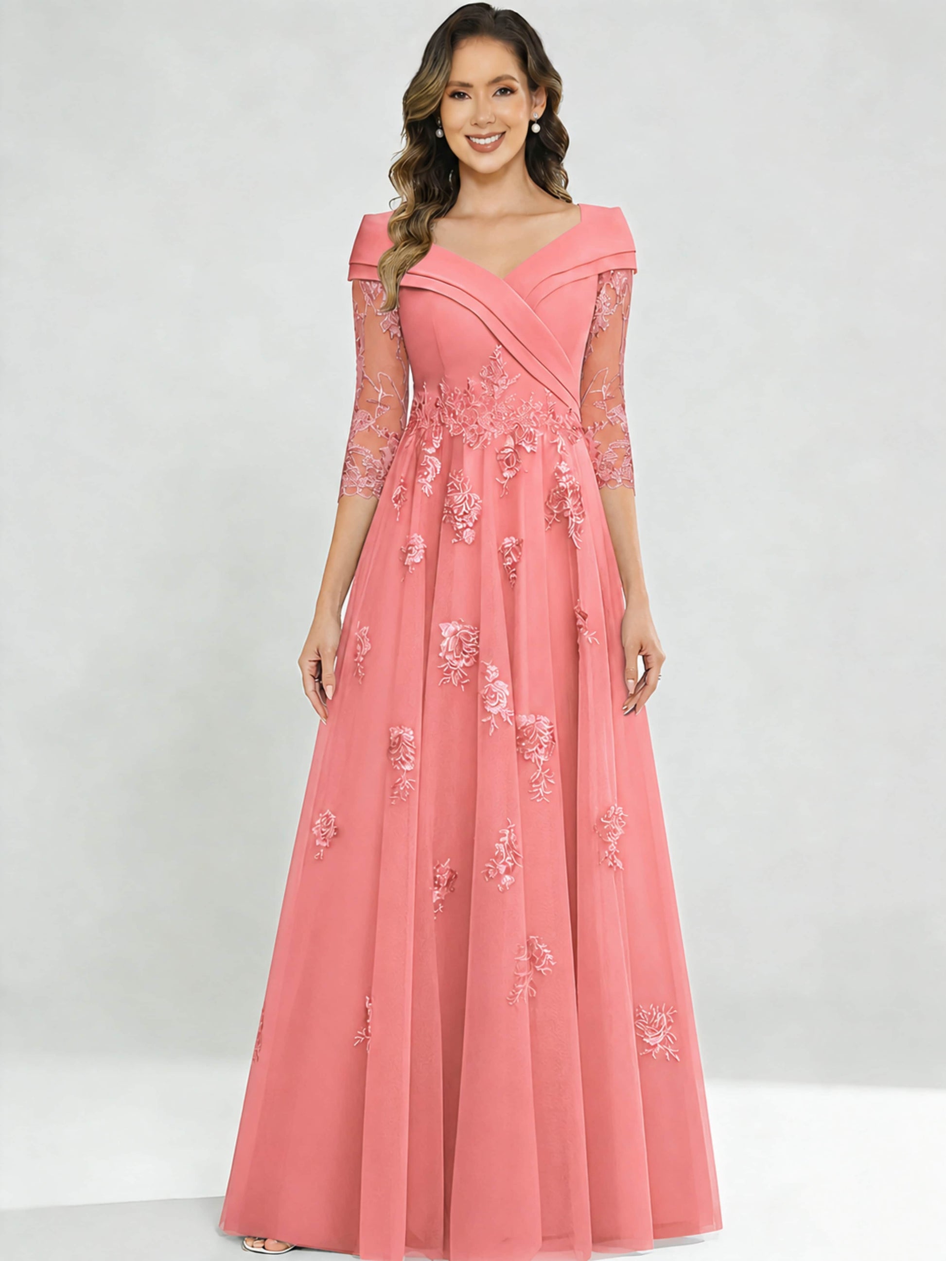 Tulle Chiffon Dressy Mother of The Bride Dresses for Women