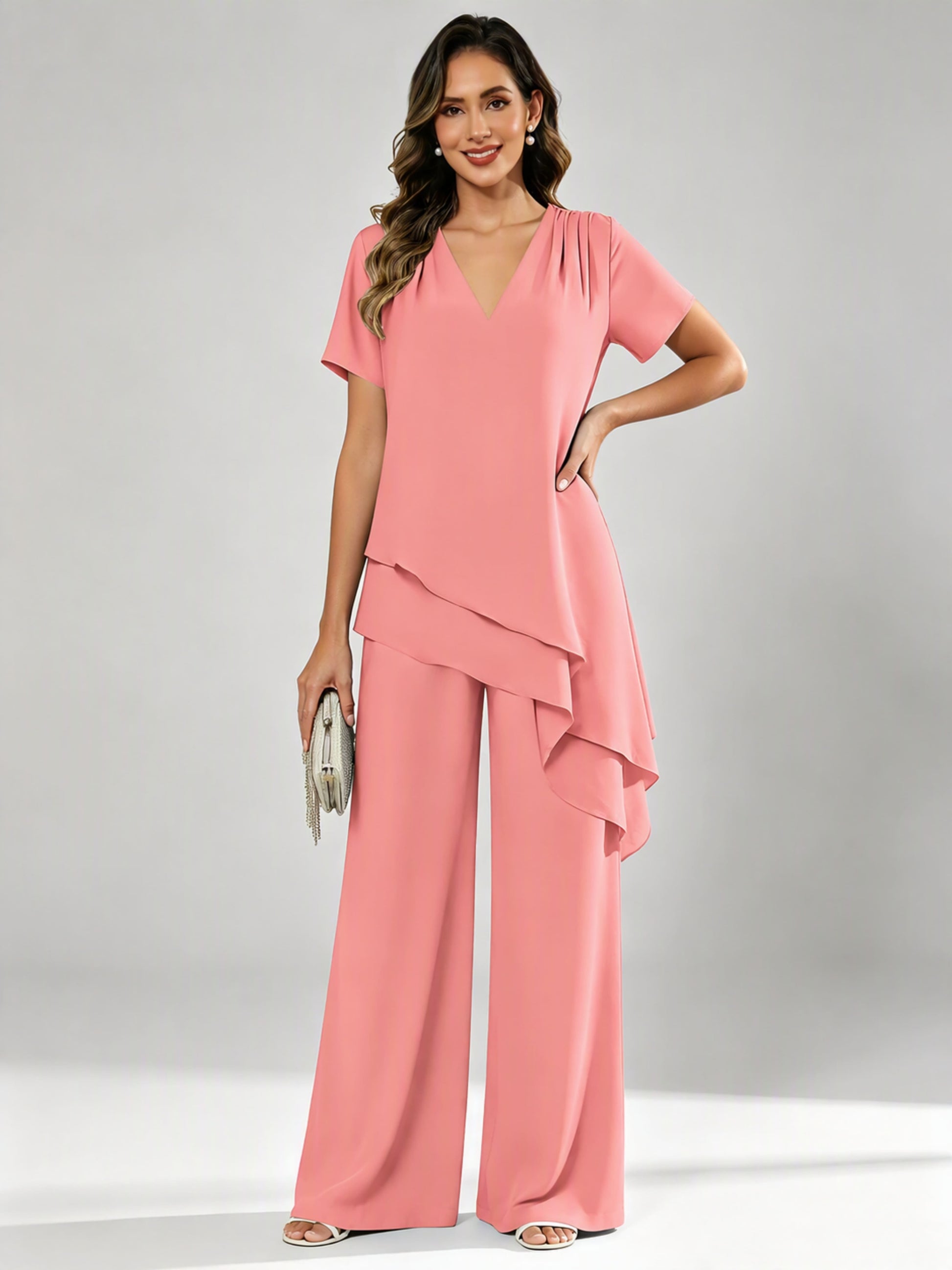 Chiffon 2 Pieces Dressy Mother of The Birde Pant Suits