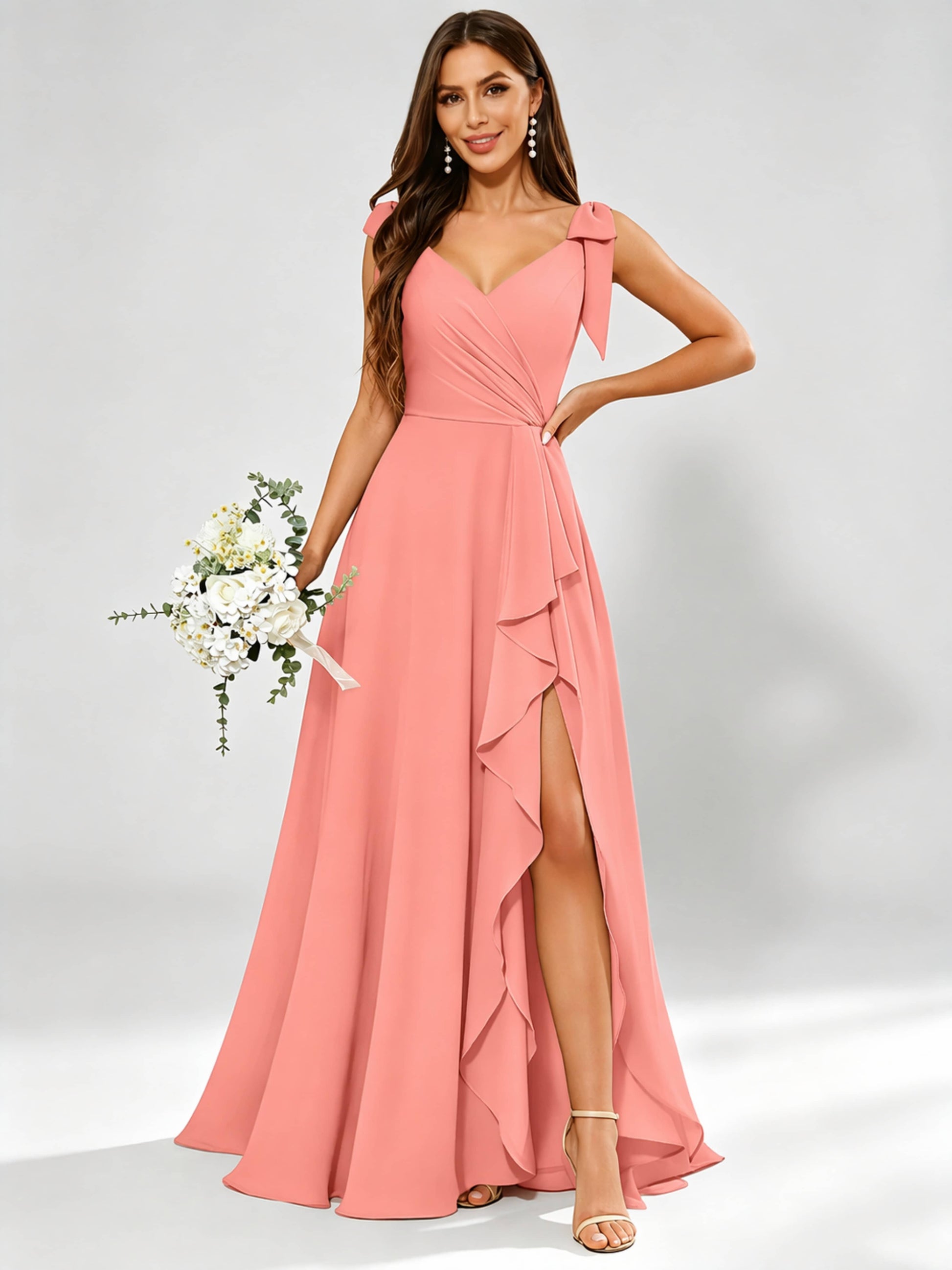 V-Neck Chiffon Bridesmaid Dresses