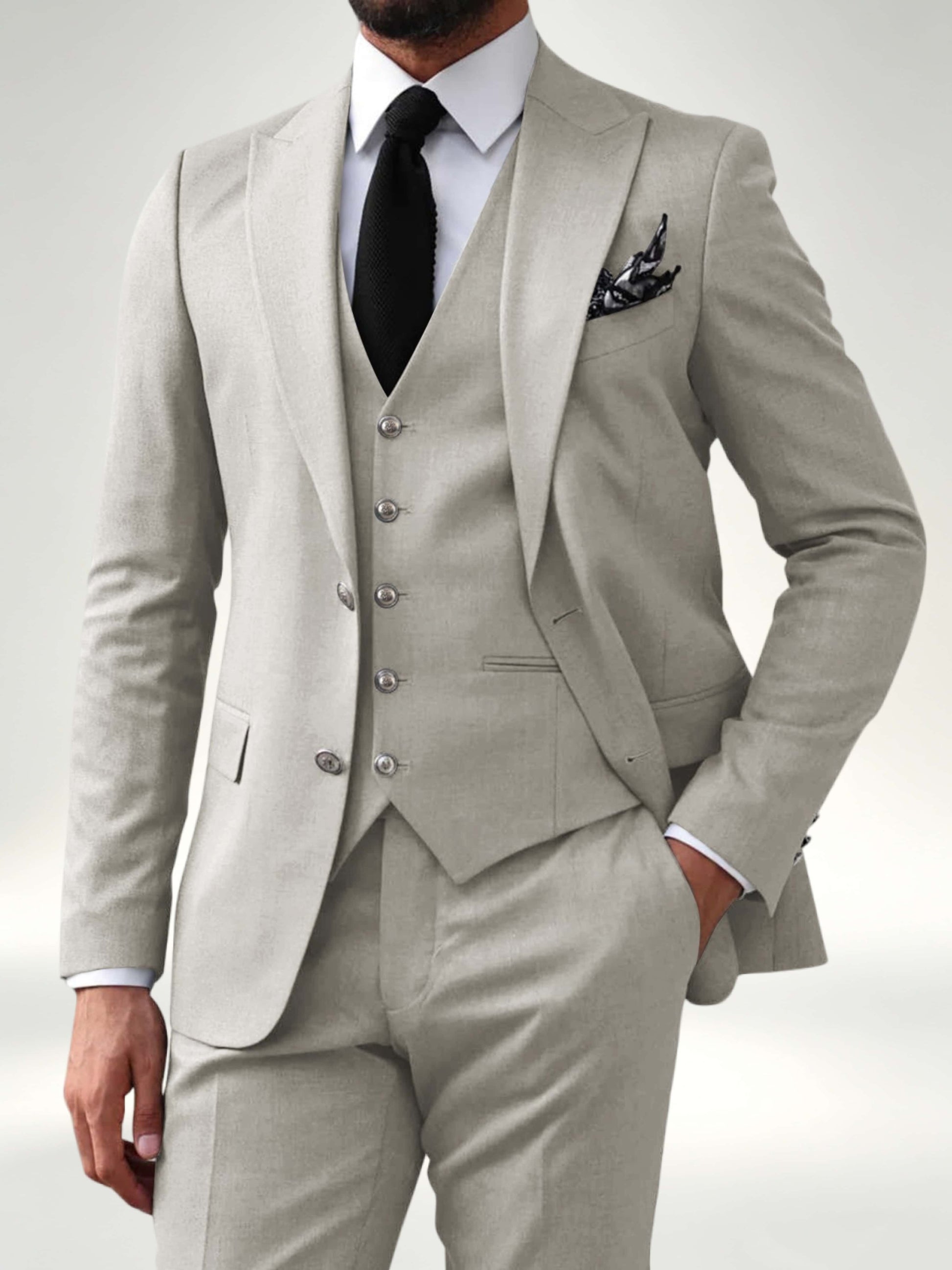 Elegant Men's 2 Button Solid 3 Pieces Formal Wedding Suits