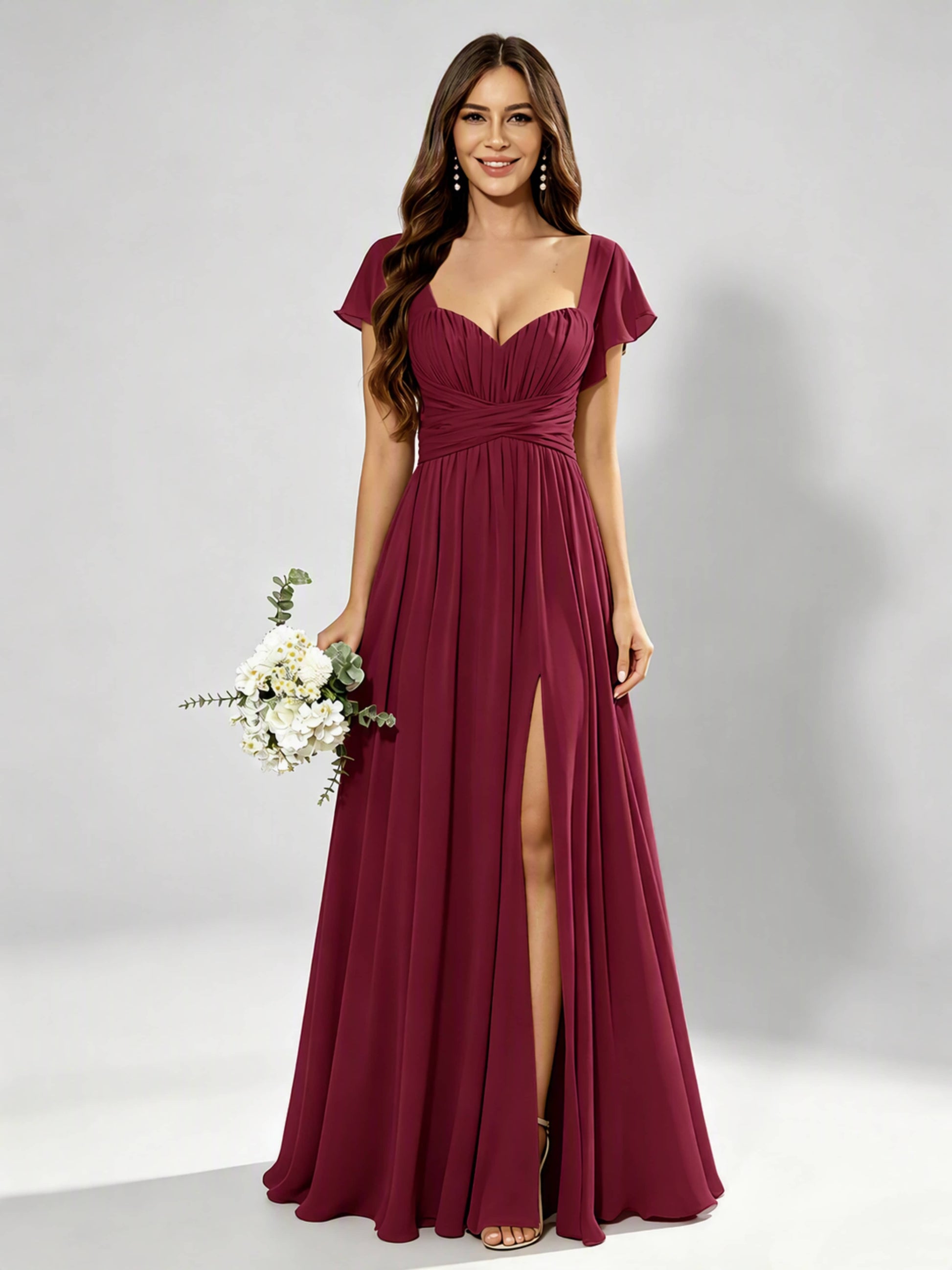 Chiffon Sweetheart Neck Empire Waist Bridesmaid Dresses