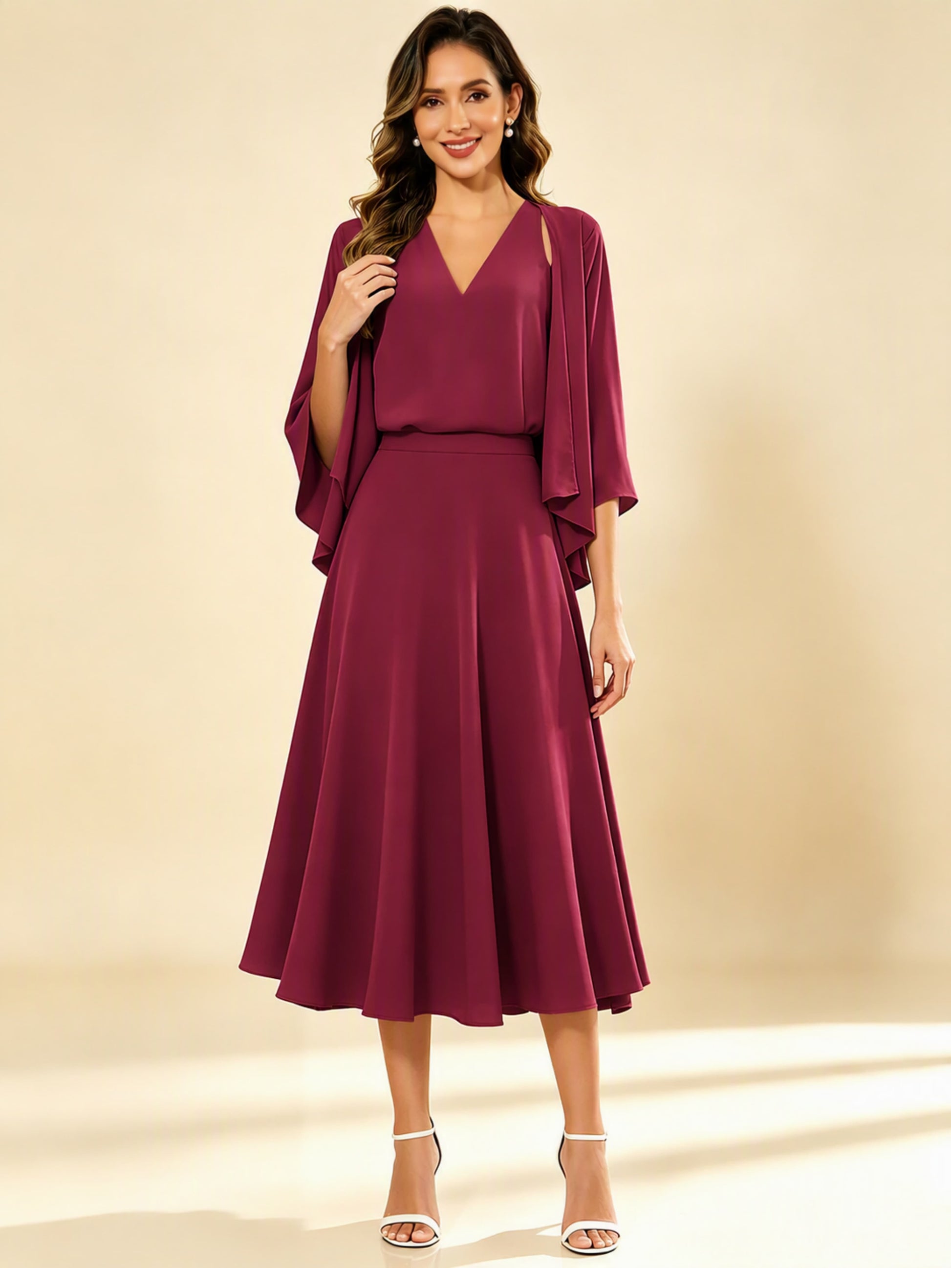 A-Line Chiffon 3 Pieces Dressy Mother of The Bride Dresses