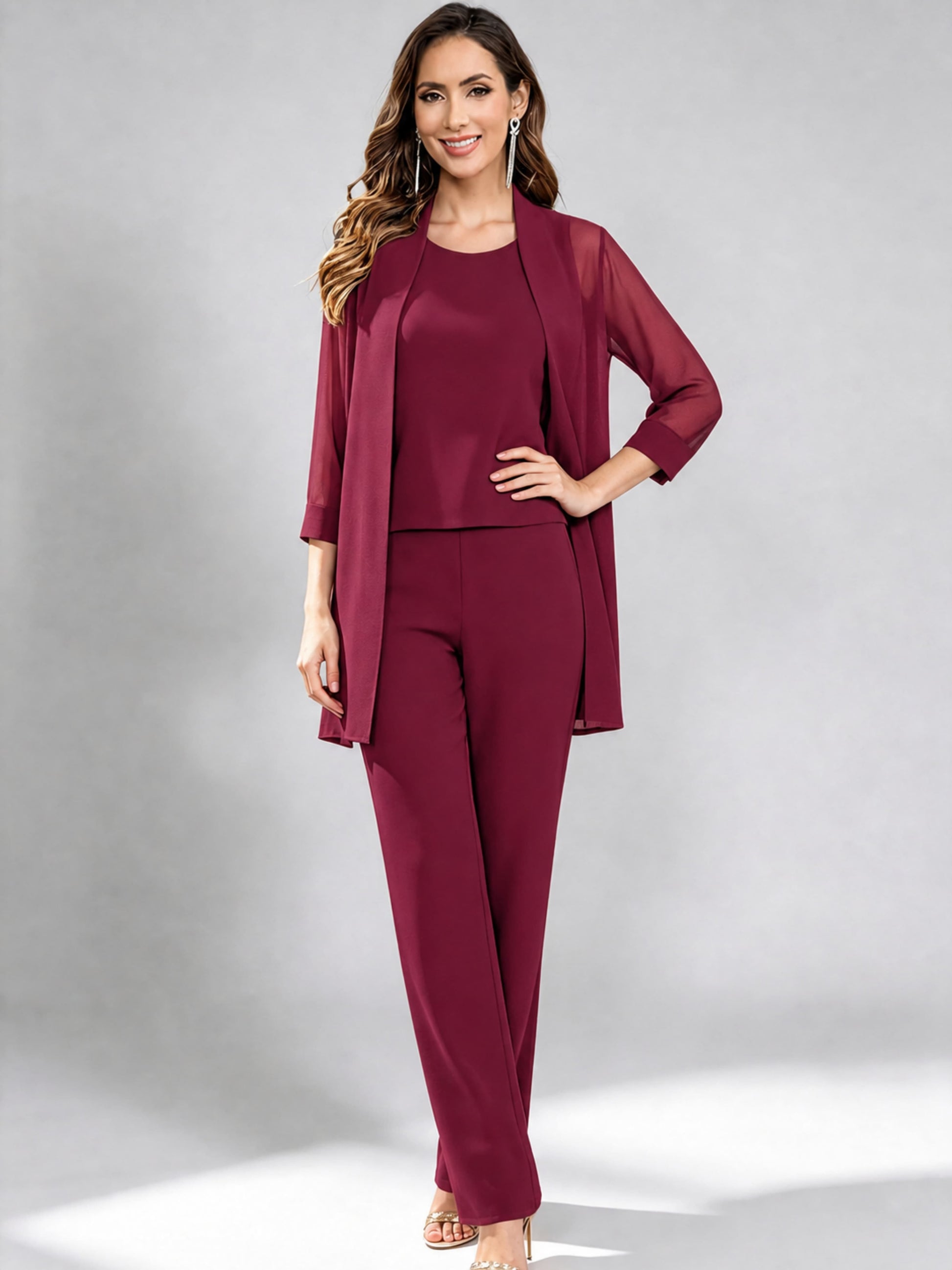 3 Pieces Mother of The Bride Pantsuits Formal Dressy Outfit
