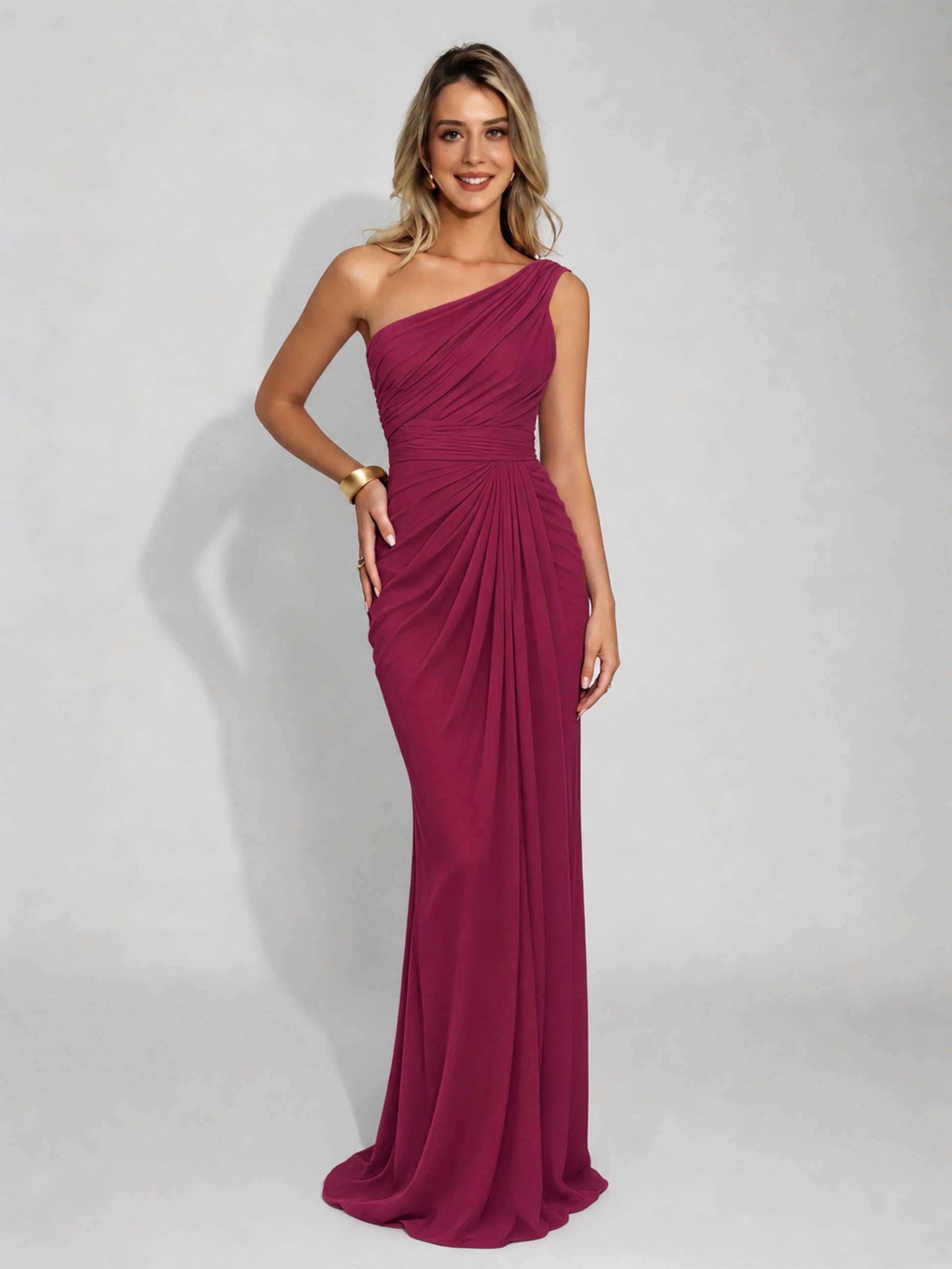 One Shoulder Pleated Mermaid Bridesmaid Dresses