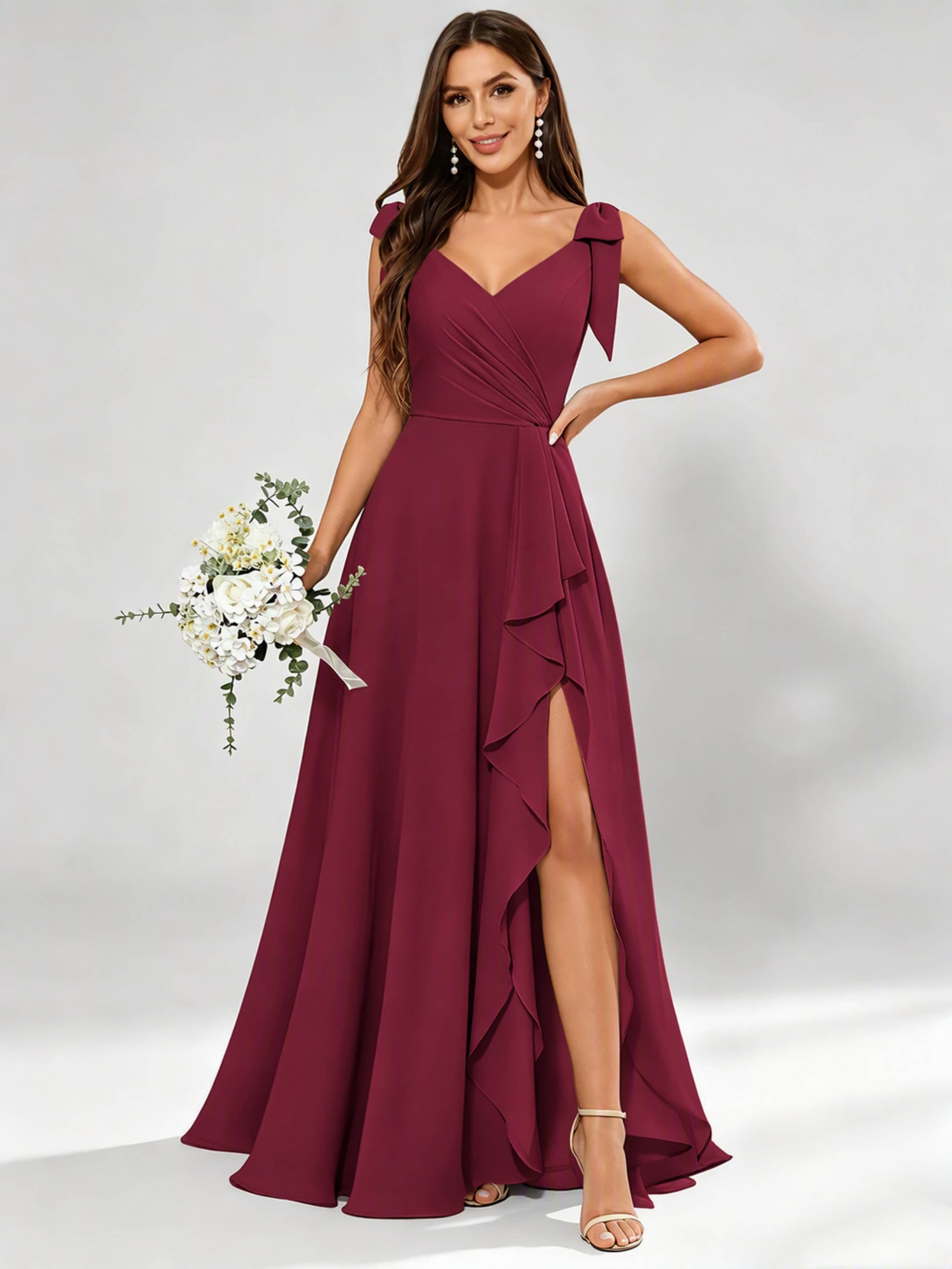 V-Neck Chiffon Bridesmaid Dresses