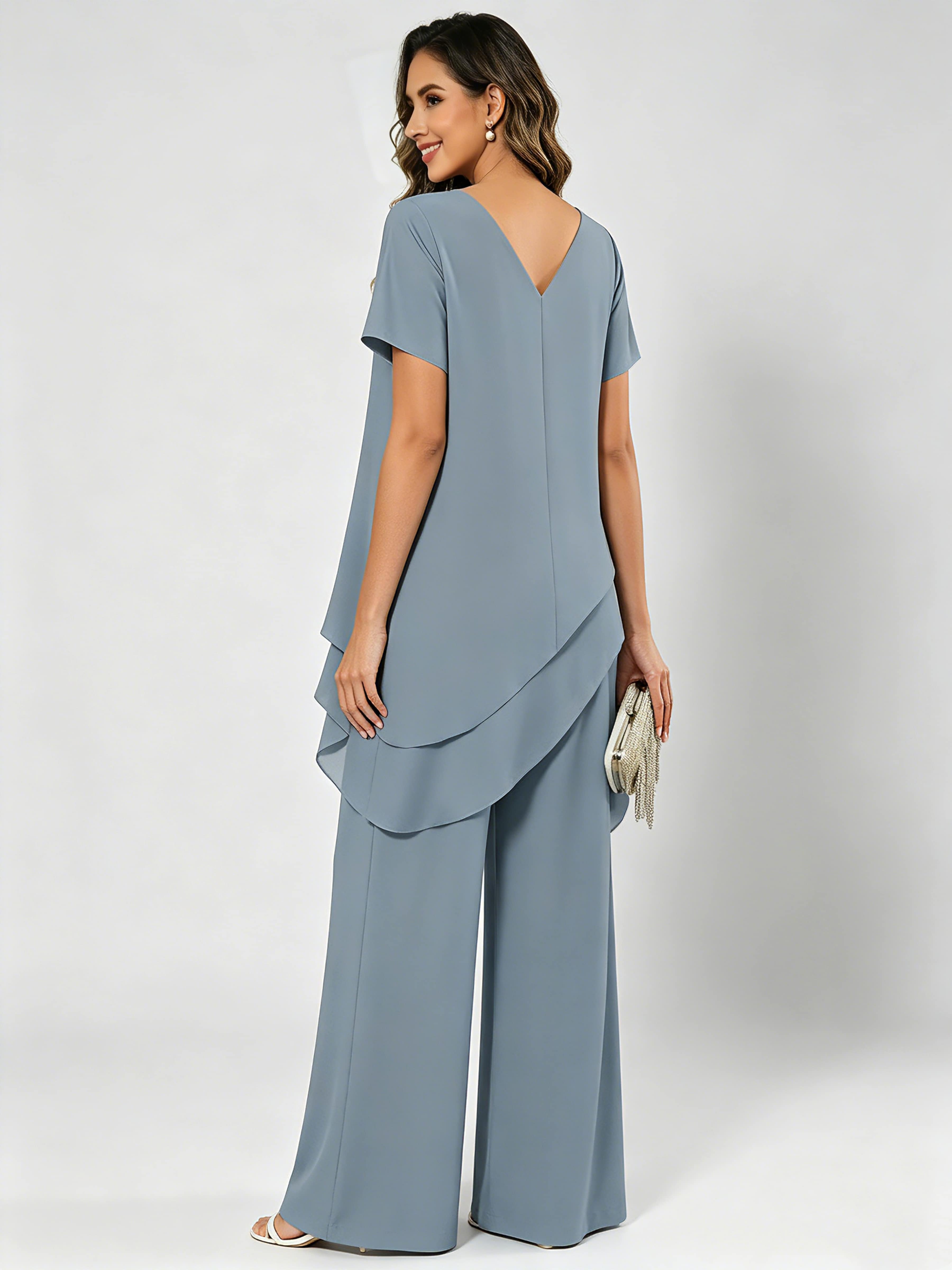 Chiffon 2 Pieces Dressy Mother of The Birde Pant Suits