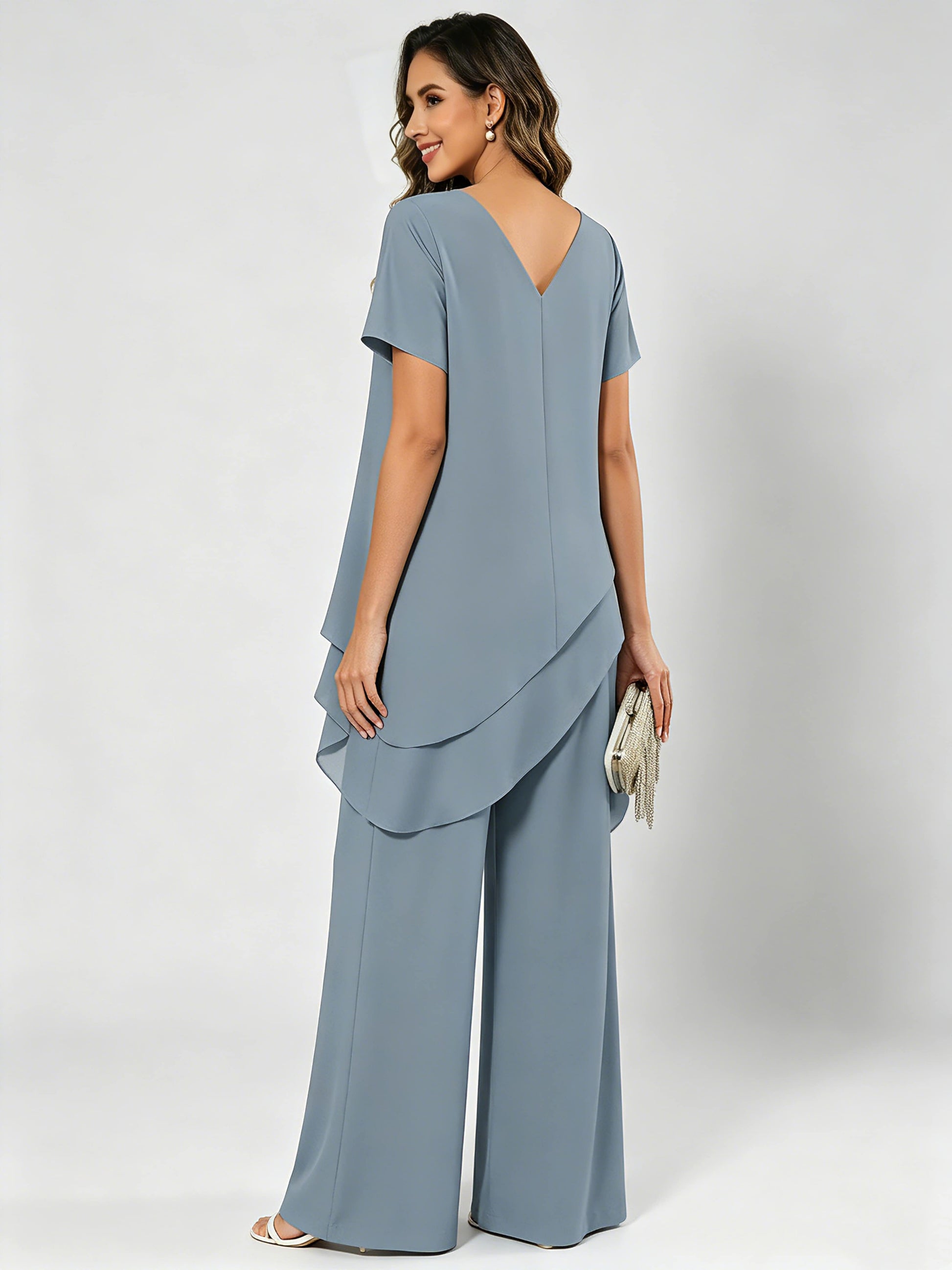 Chiffon 2 Pieces Dressy Mother of The Birde Pant Suits