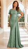 Round Neck Lace Mermaid Dressy Mother of The Bride Dresses