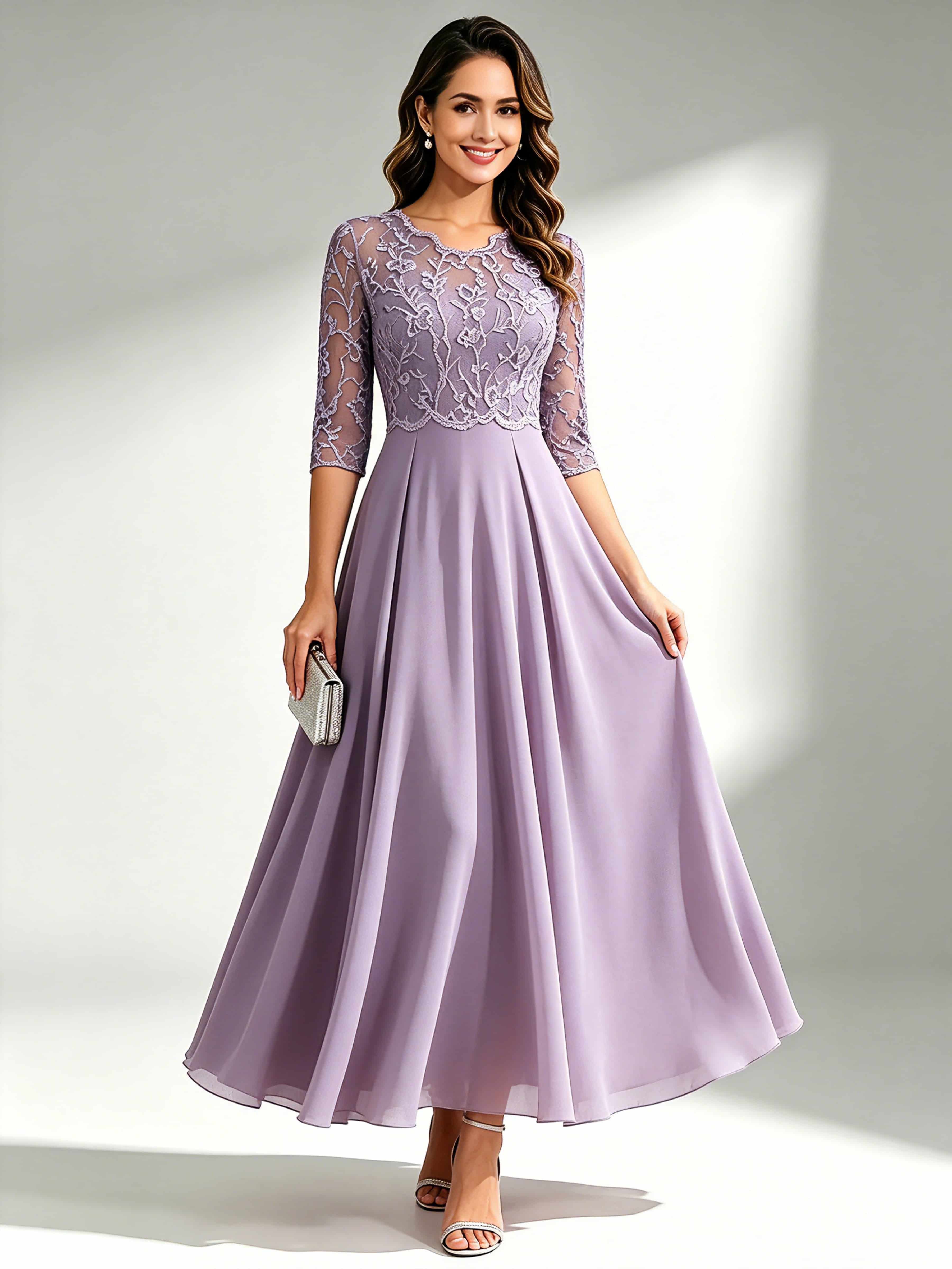 Lace Appliques Chiffon Dressy Mother of The Bride Dresses