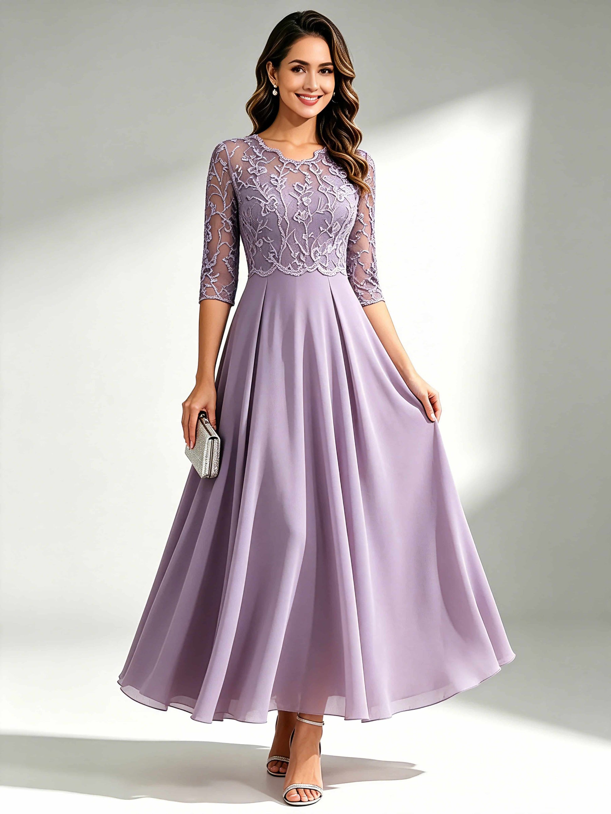 Lace Appliques Chiffon Dressy Mother of The Bride Dresses