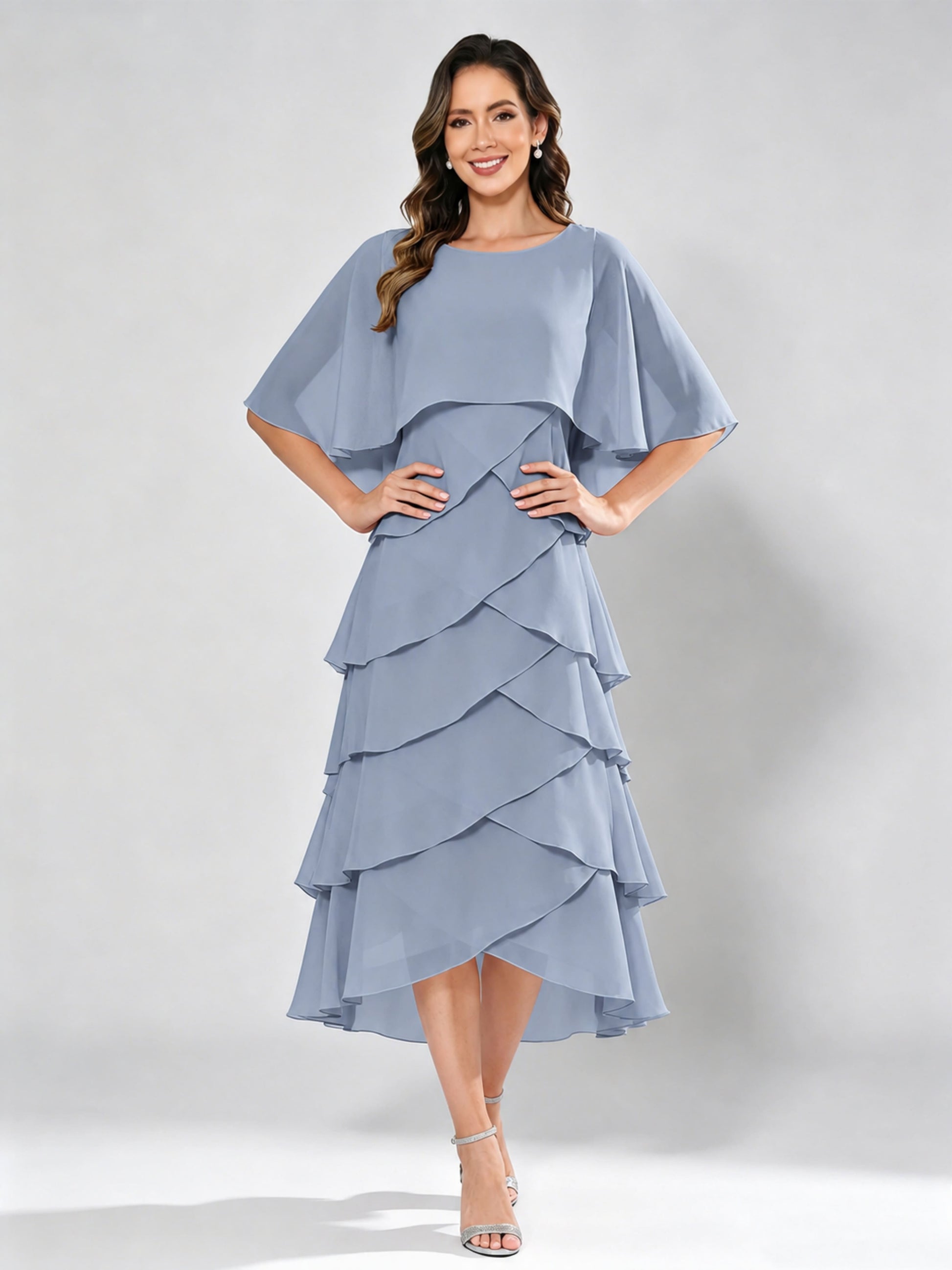 Chiffon Tiered Mother of The Bride Dress for Women Wedding