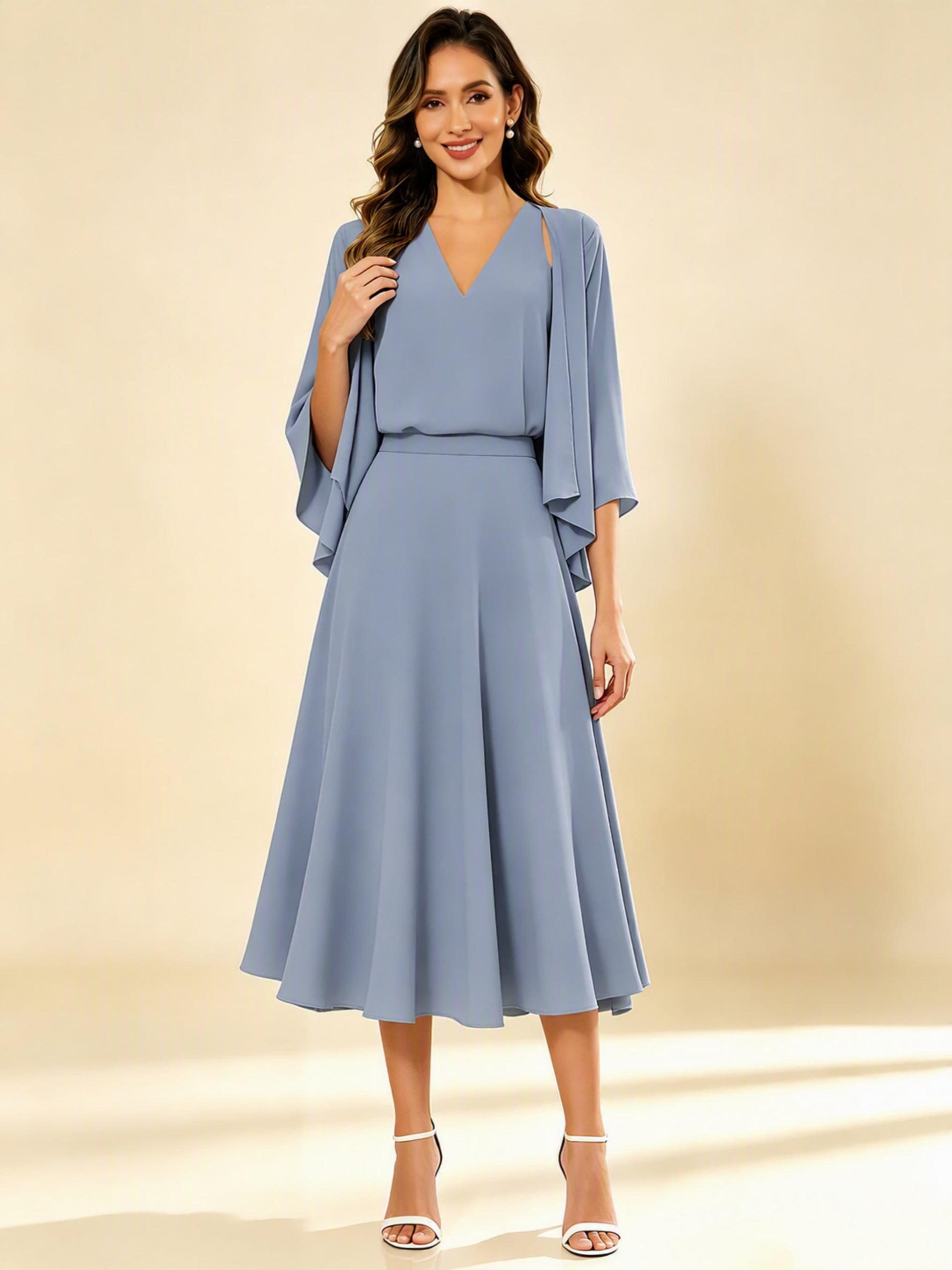 A-Line Chiffon 3 Pieces Dressy Mother of The Bride Dresses