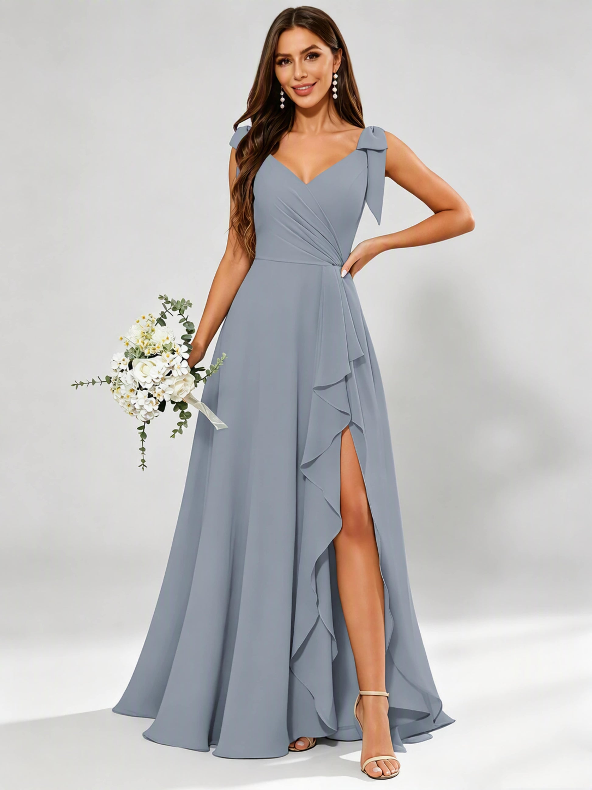 V-Neck Chiffon Bridesmaid Dresses