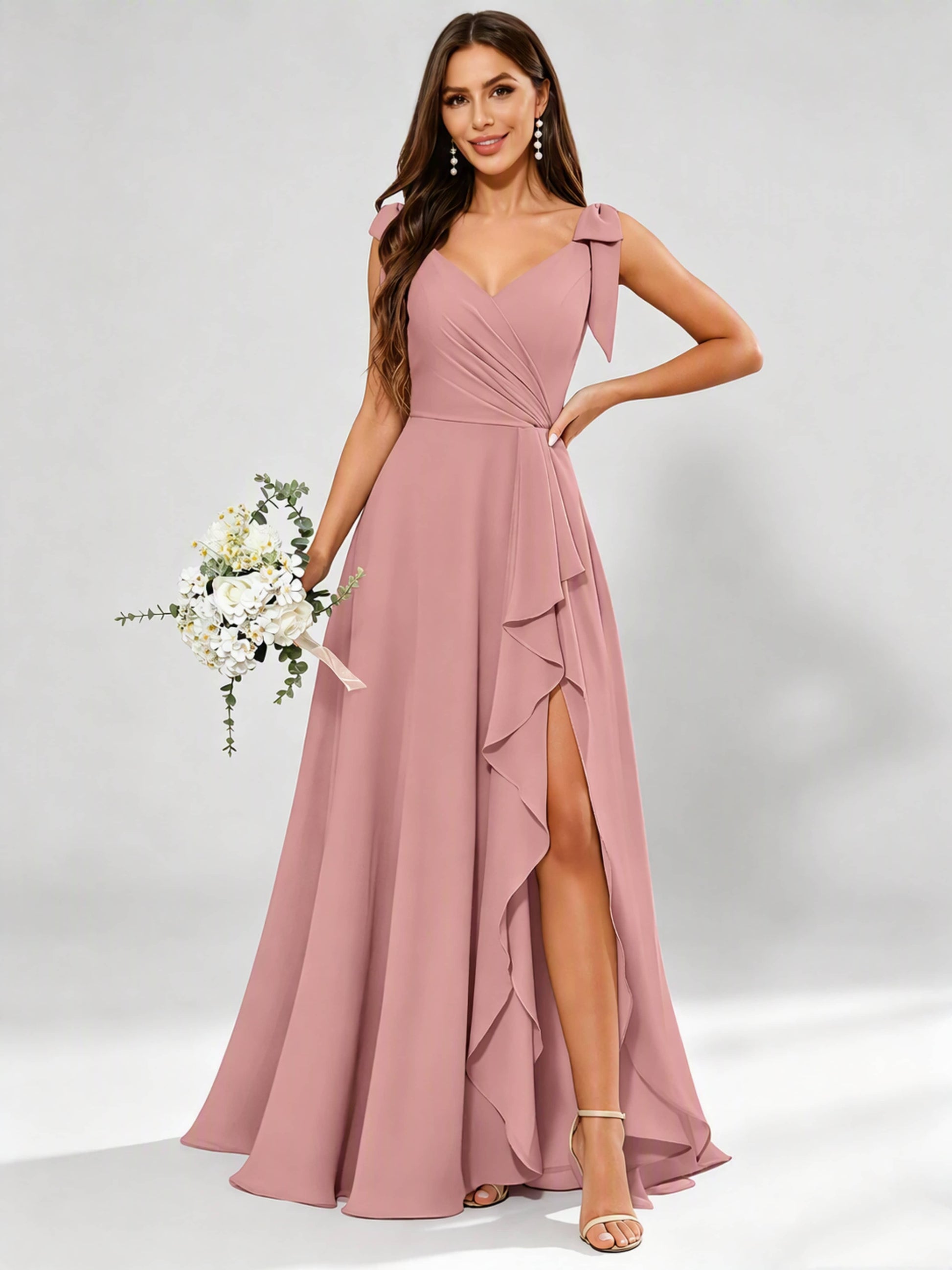 V-Neck Chiffon Bridesmaid Dresses