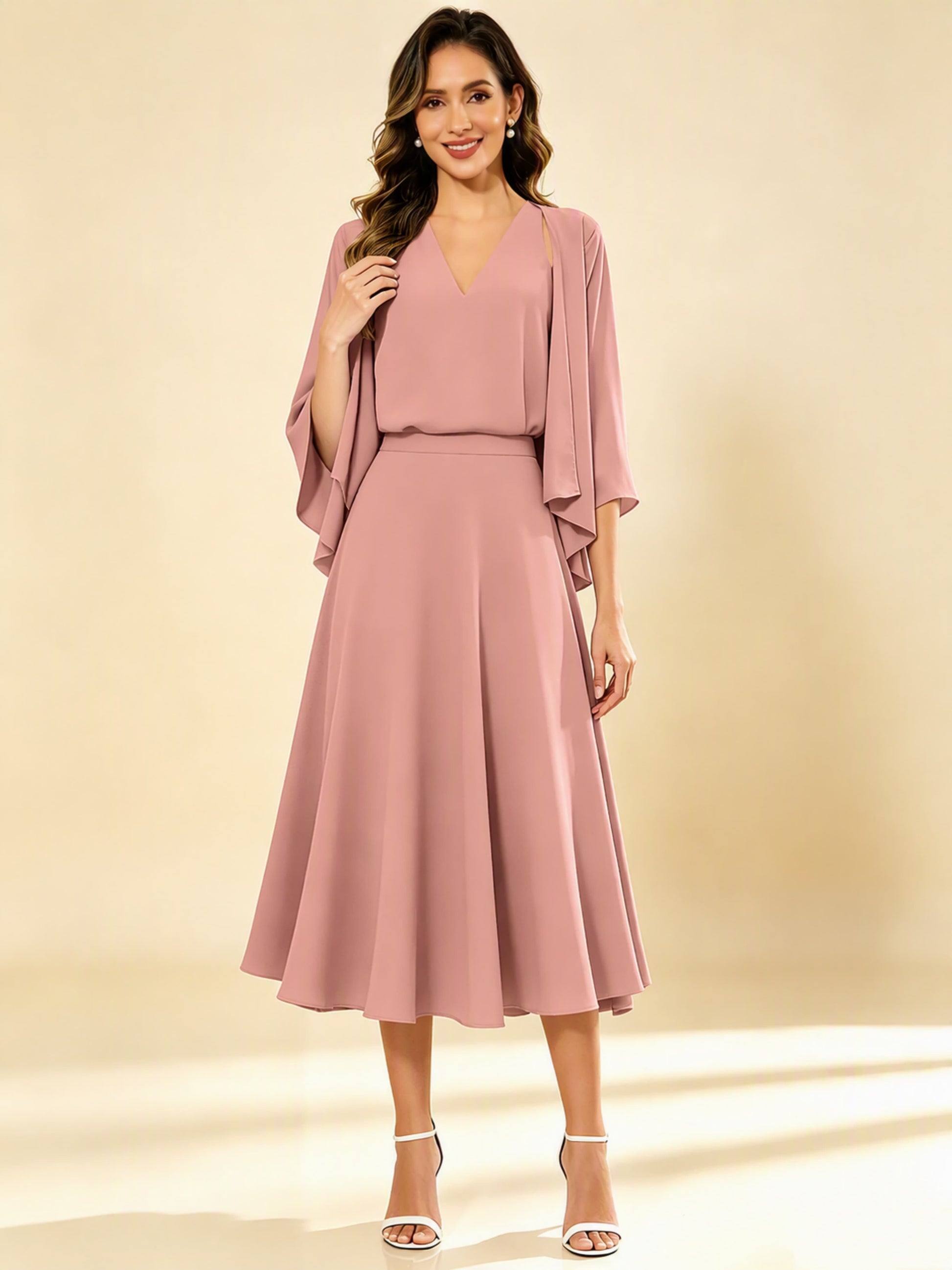 A-Line Chiffon 3 Pieces Dressy Mother of The Bride Dresses