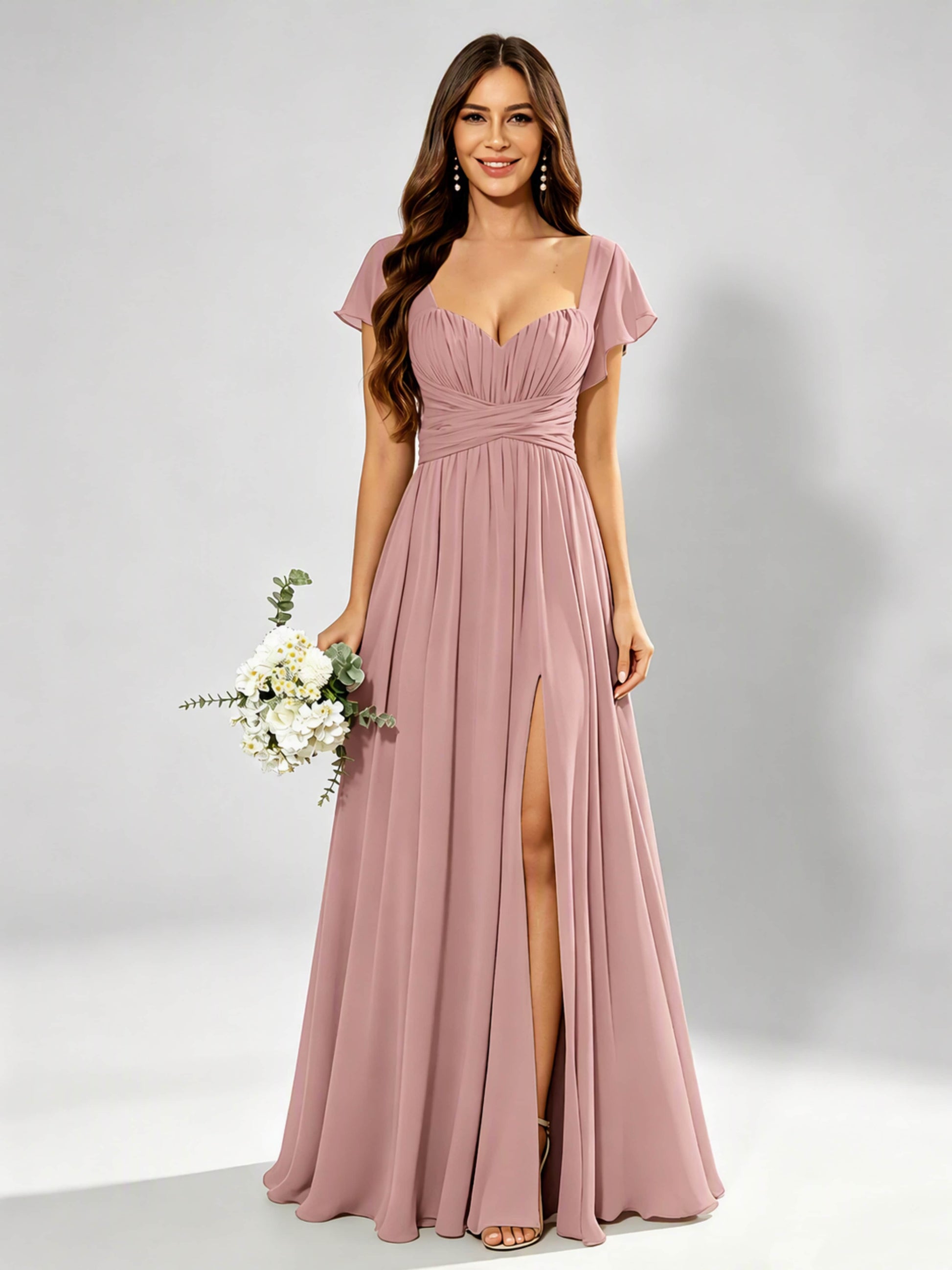 Chiffon Sweetheart Neck Empire Waist Bridesmaid Dresses