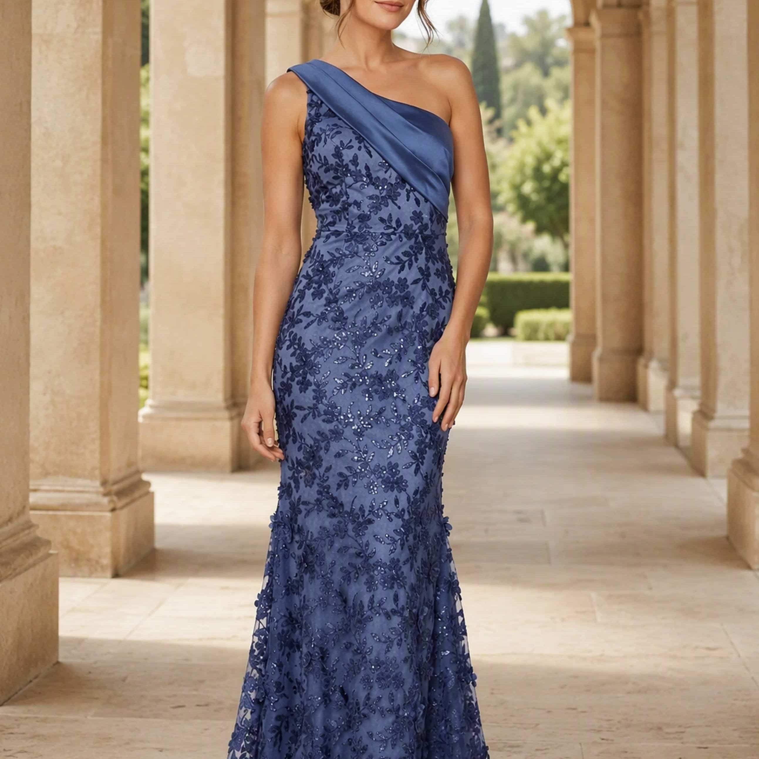 One Shoulder Sequin Sparkly Mermaid Mother of The Bride Dress