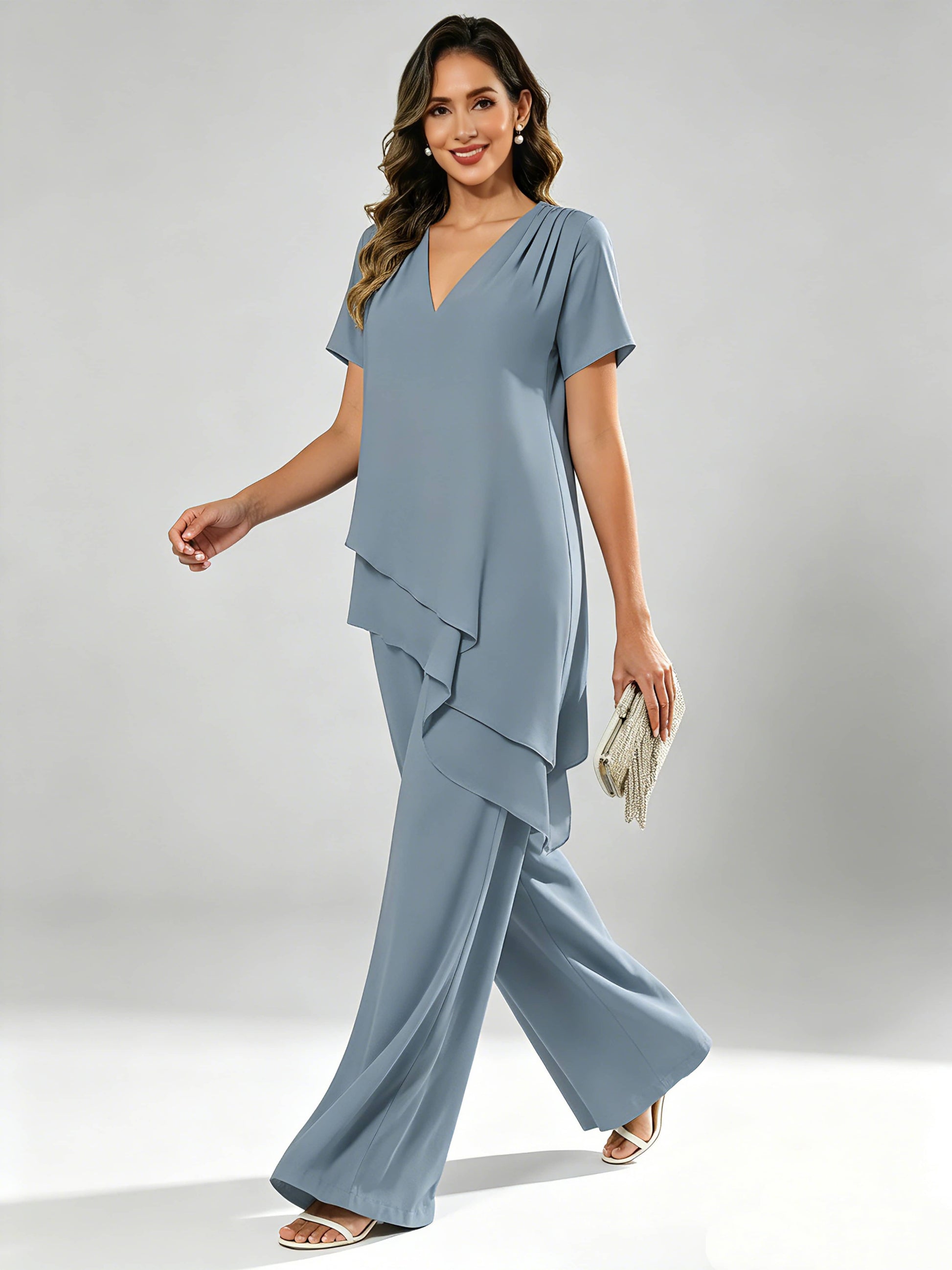 Chiffon 2 Pieces Dressy Mother of The Birde Pant Suits