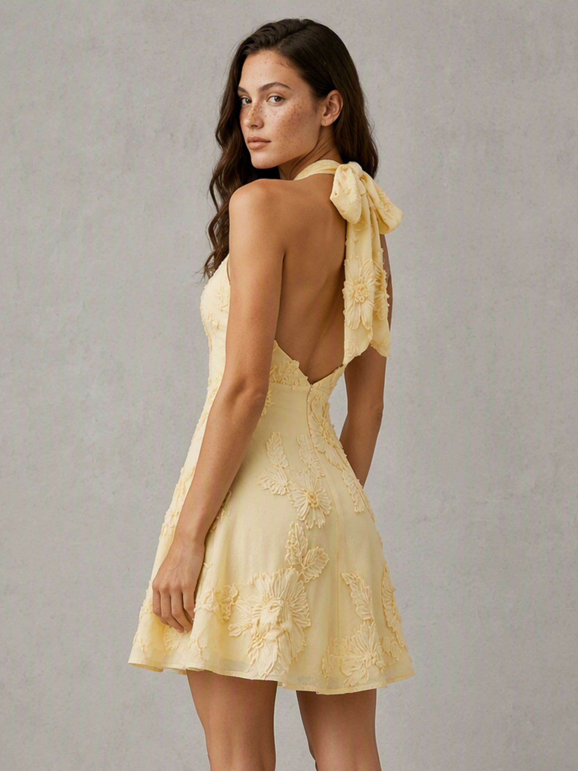 Halter Mesh Embroidery Short Homecoming Dress for Teens