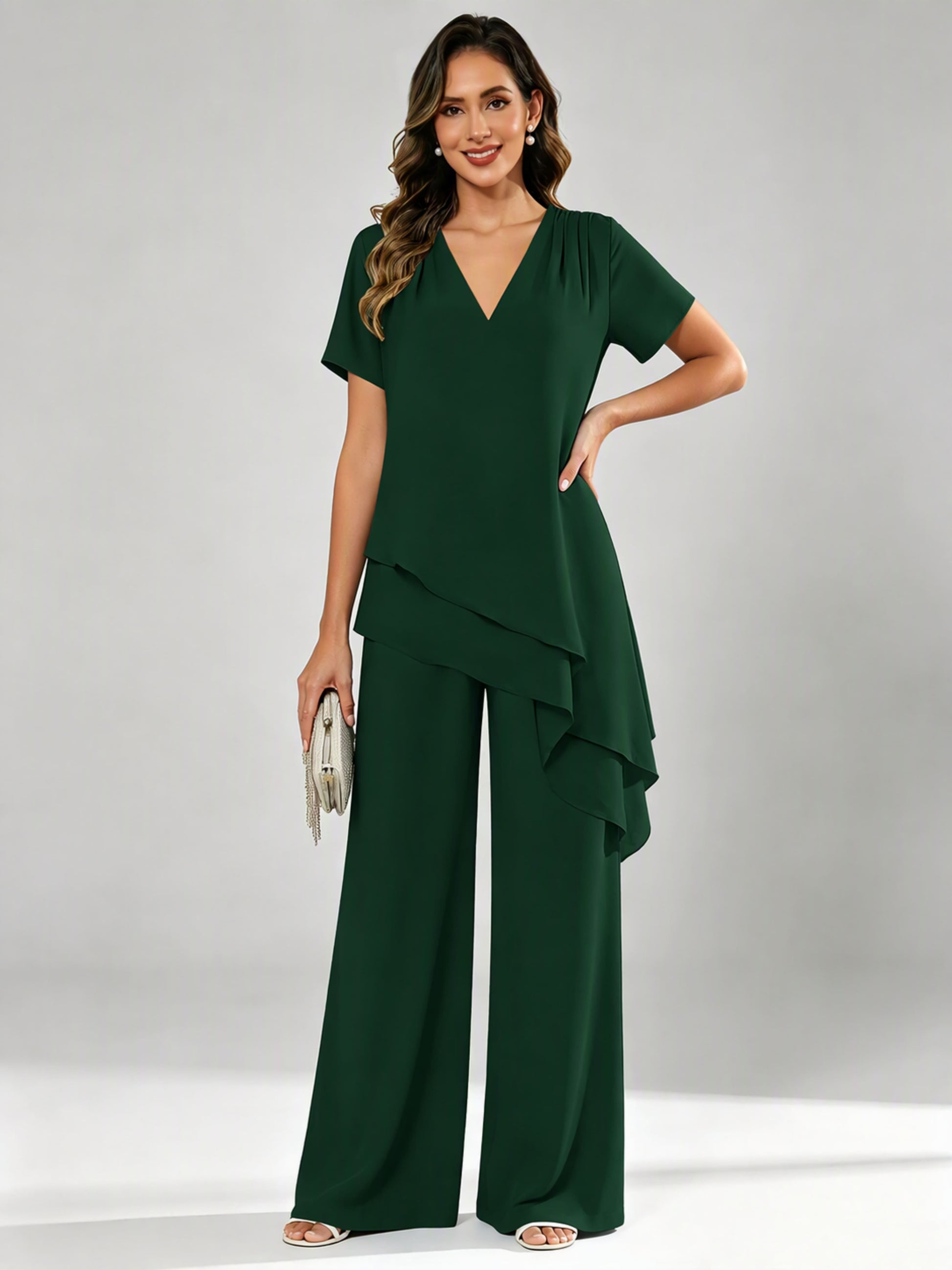 Chiffon 2 Pieces Dressy Mother of The Birde Pant Suits