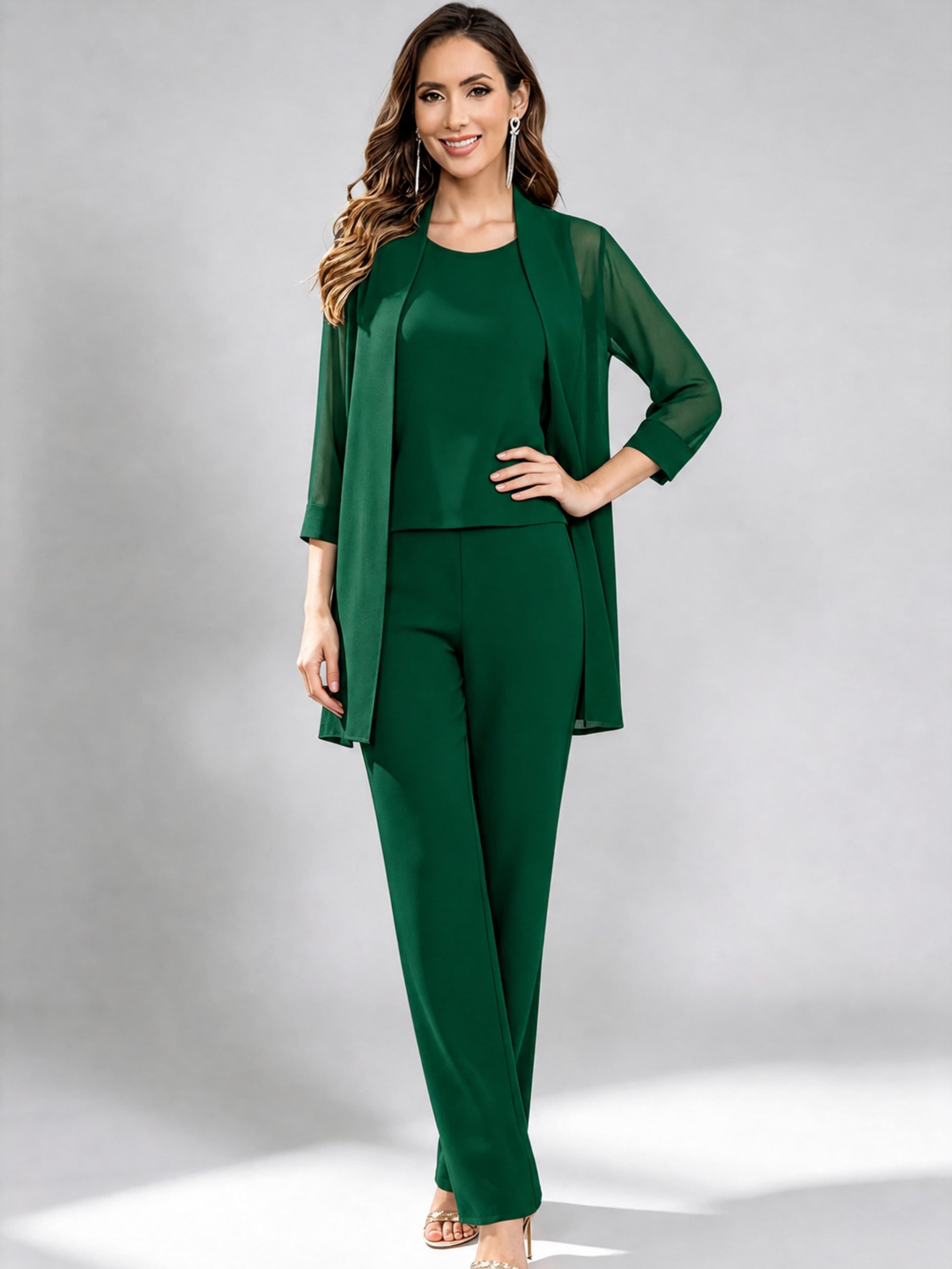 3 Pieces Mother of The Bride Pantsuits Formal Dressy Outfit