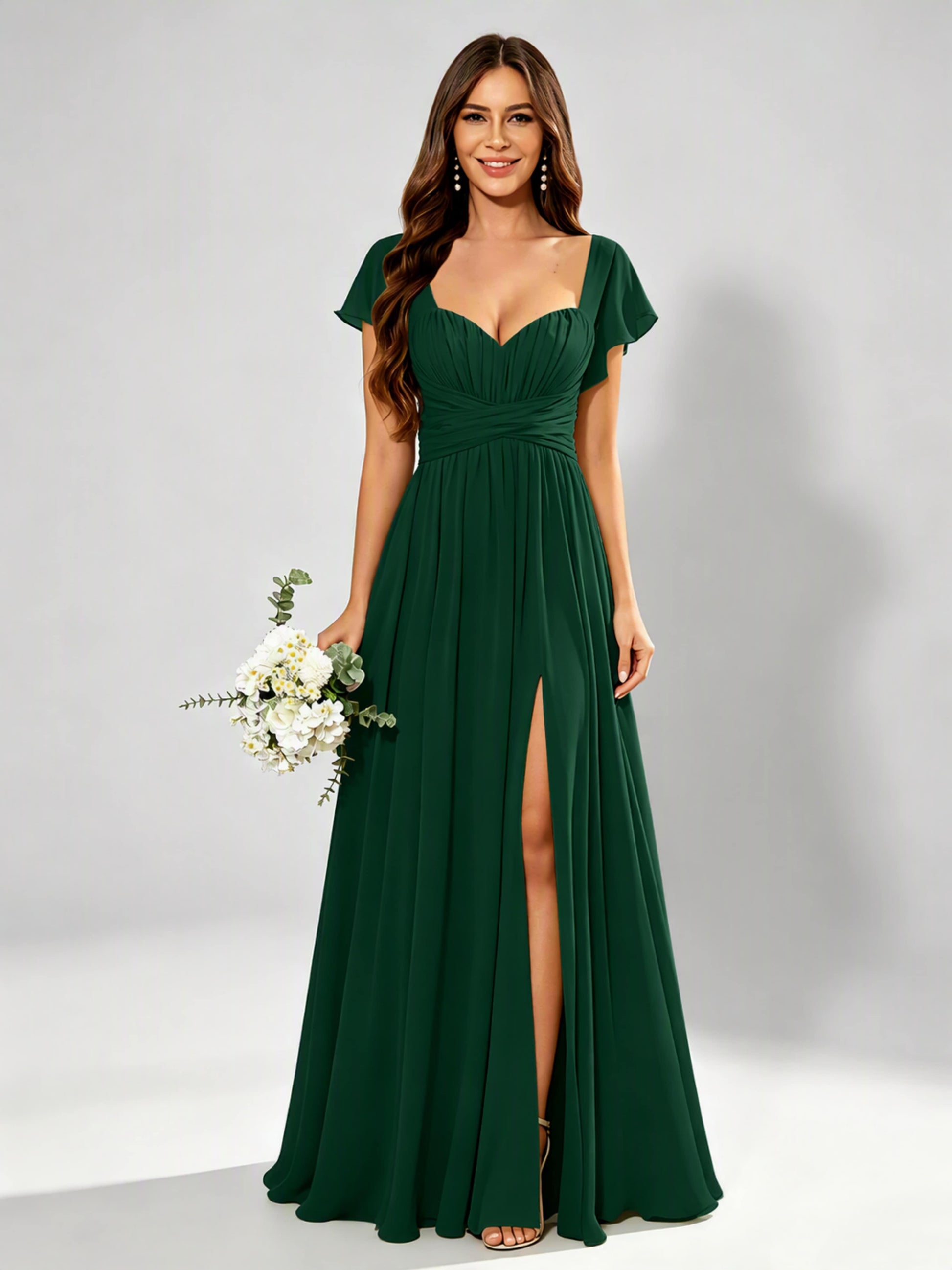 Chiffon Sweetheart Neck Empire Waist Bridesmaid Dresses